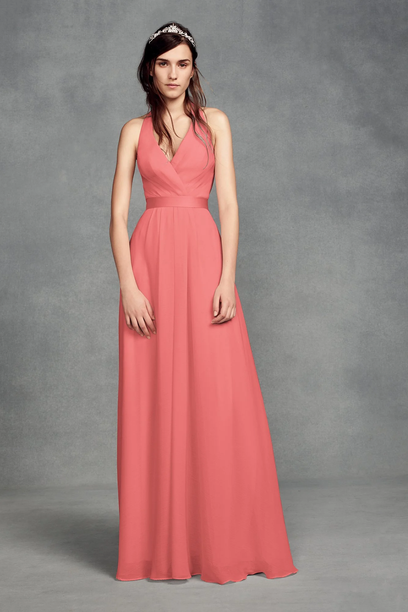 Chiffon Halter Bridesmaid Dress with Tulle Bow - Image 27