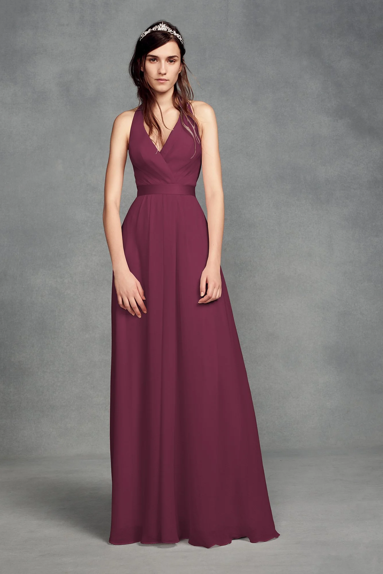 Chiffon Halter Bridesmaid Dress with Tulle Bow - Image 3