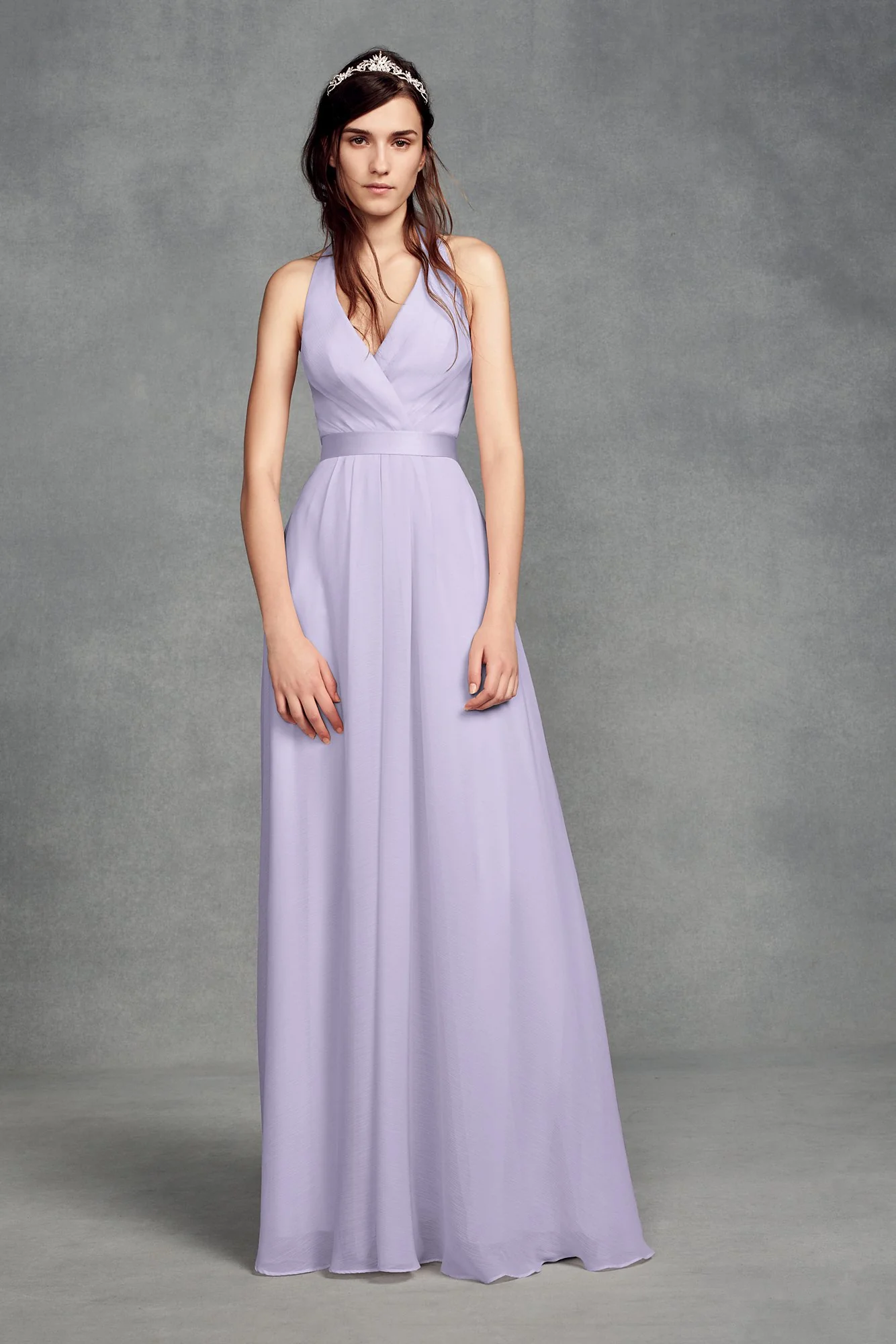 Chiffon Halter Bridesmaid Dress with Tulle Bow - Image 33