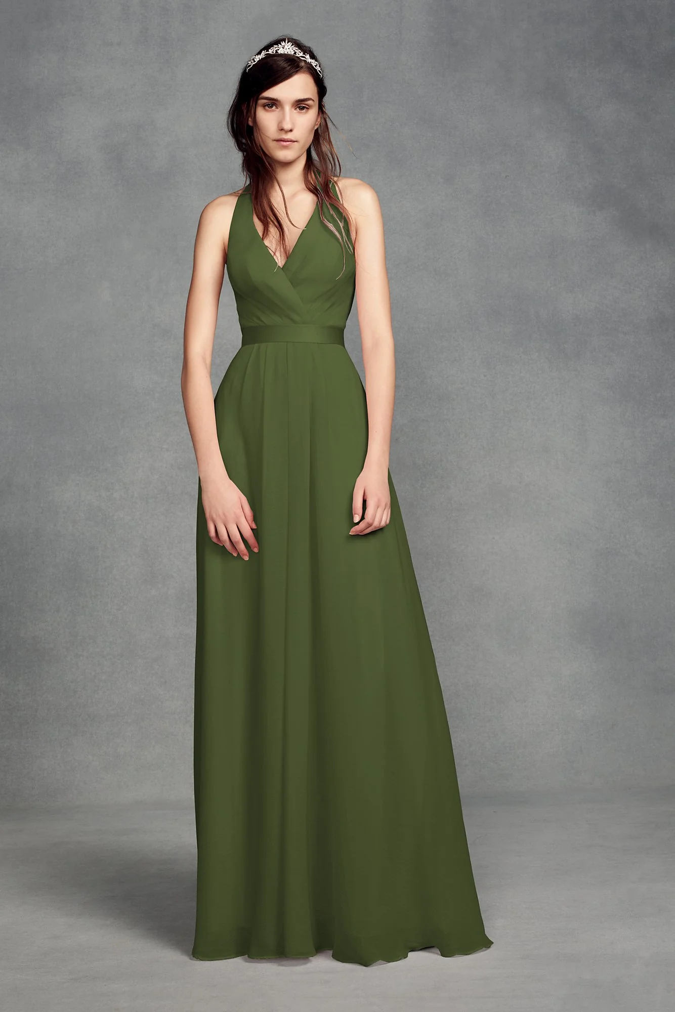 Chiffon Halter Bridesmaid Dress with Tulle Bow - Image 35