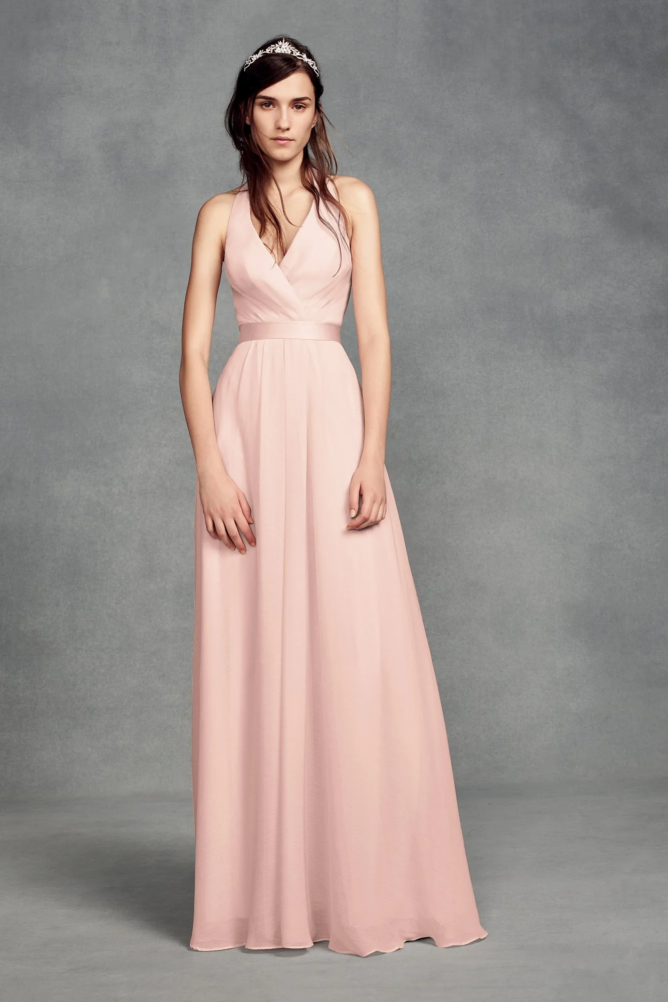 Chiffon Halter Bridesmaid Dress with Tulle Bow - Image 36