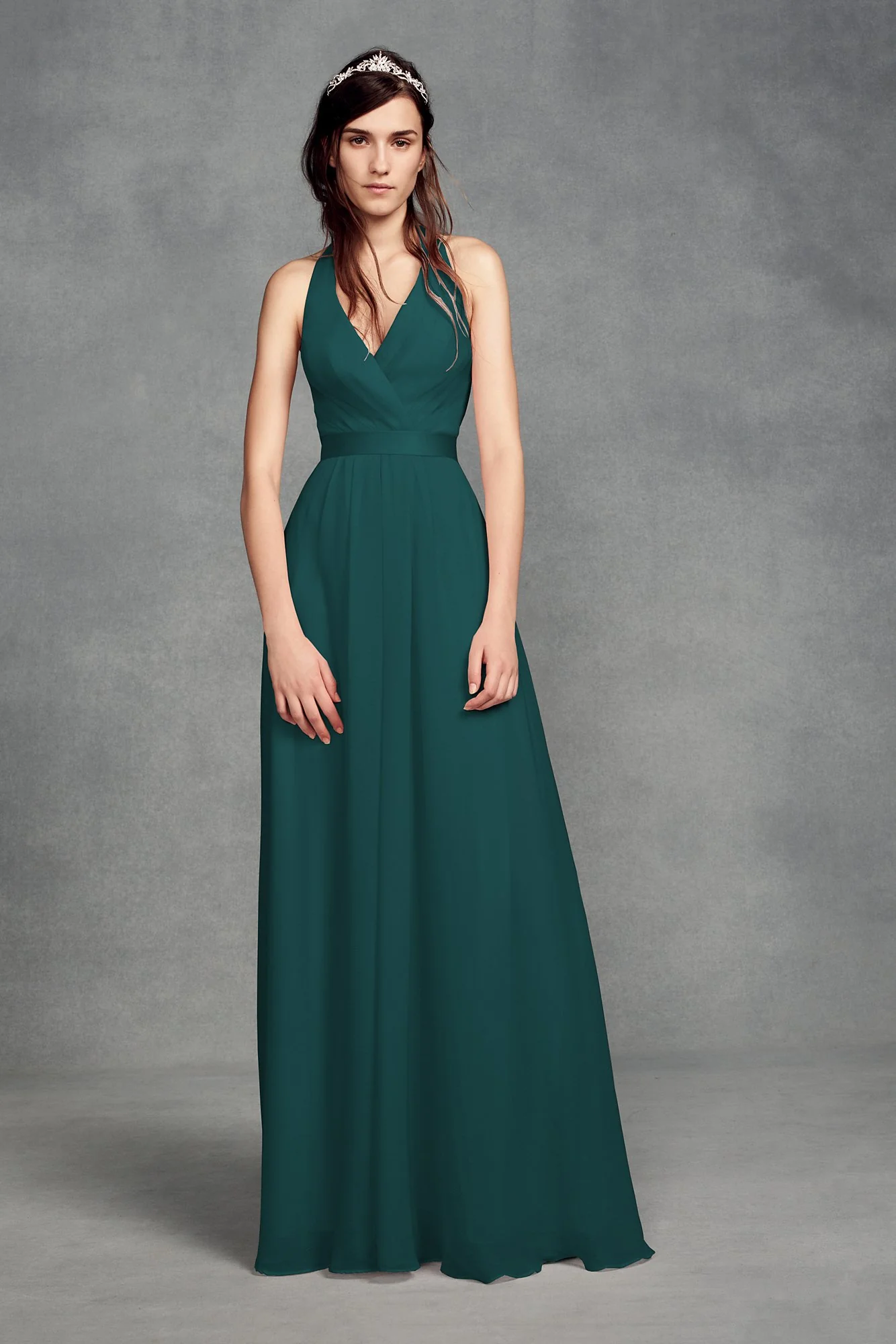 Chiffon Halter Bridesmaid Dress with Tulle Bow - Image 37
