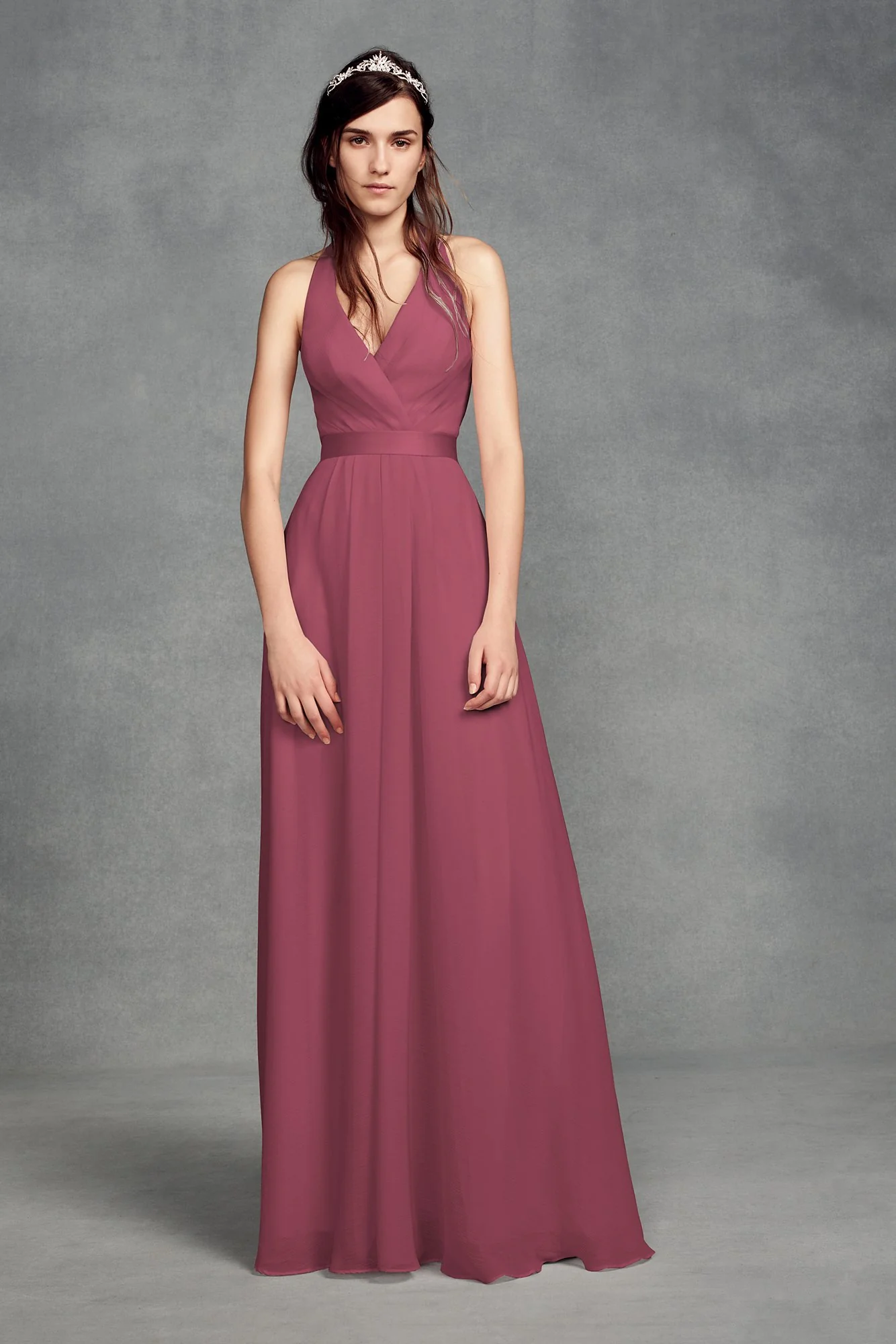 Chiffon Halter Bridesmaid Dress with Tulle Bow - Image 38