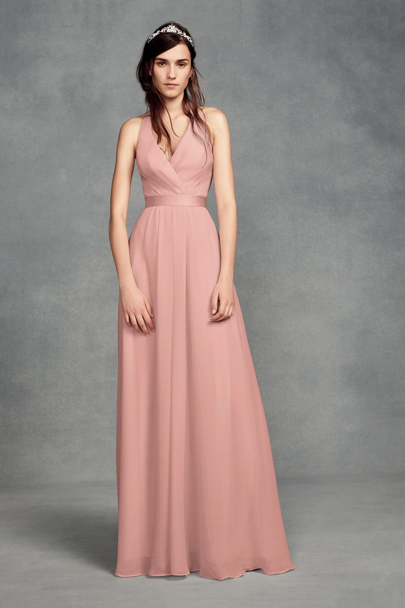 Chiffon Halter Bridesmaid Dress with Tulle Bow - Image 6