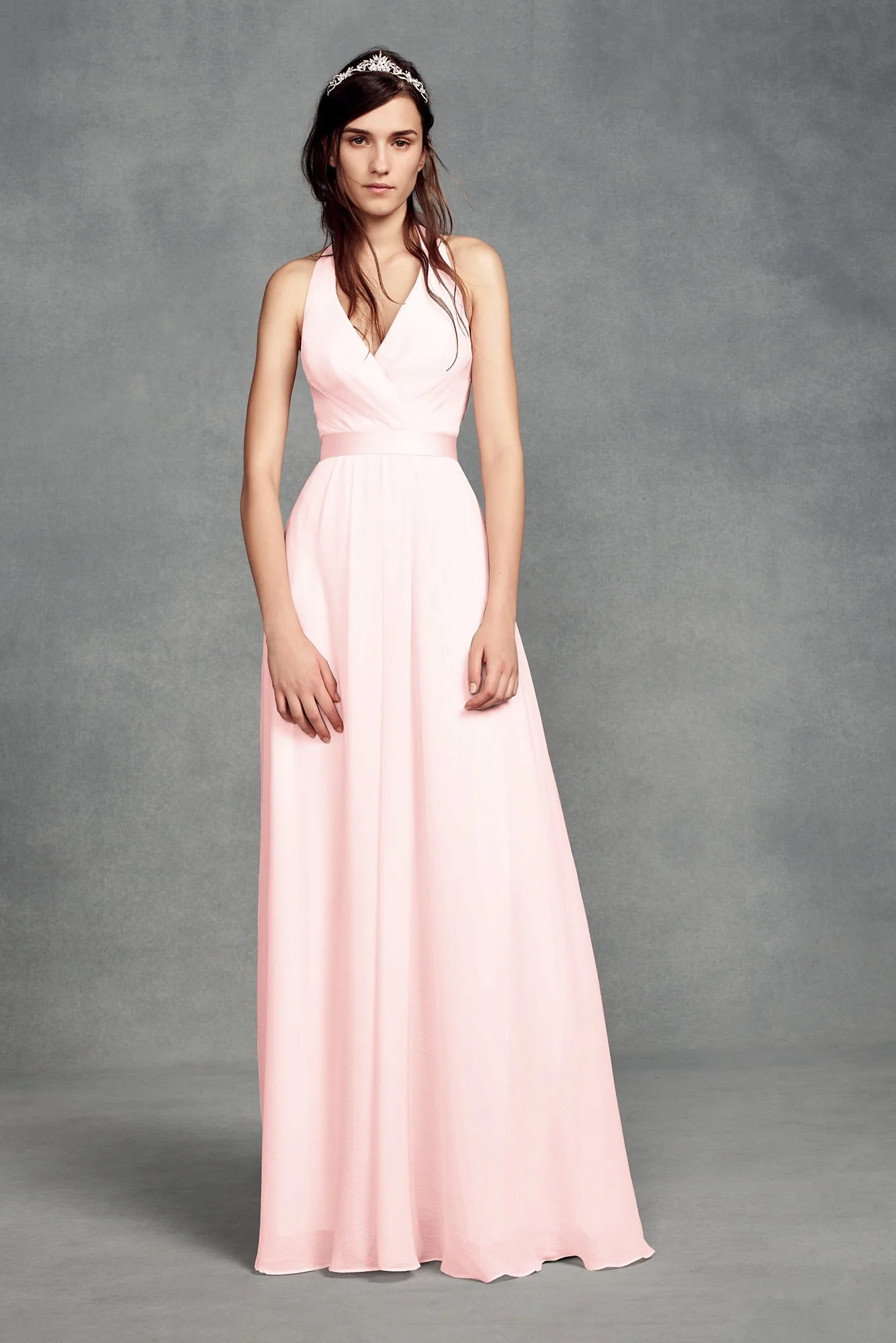 Chiffon Halter Bridesmaid Dress with Tulle Bow - Image 7