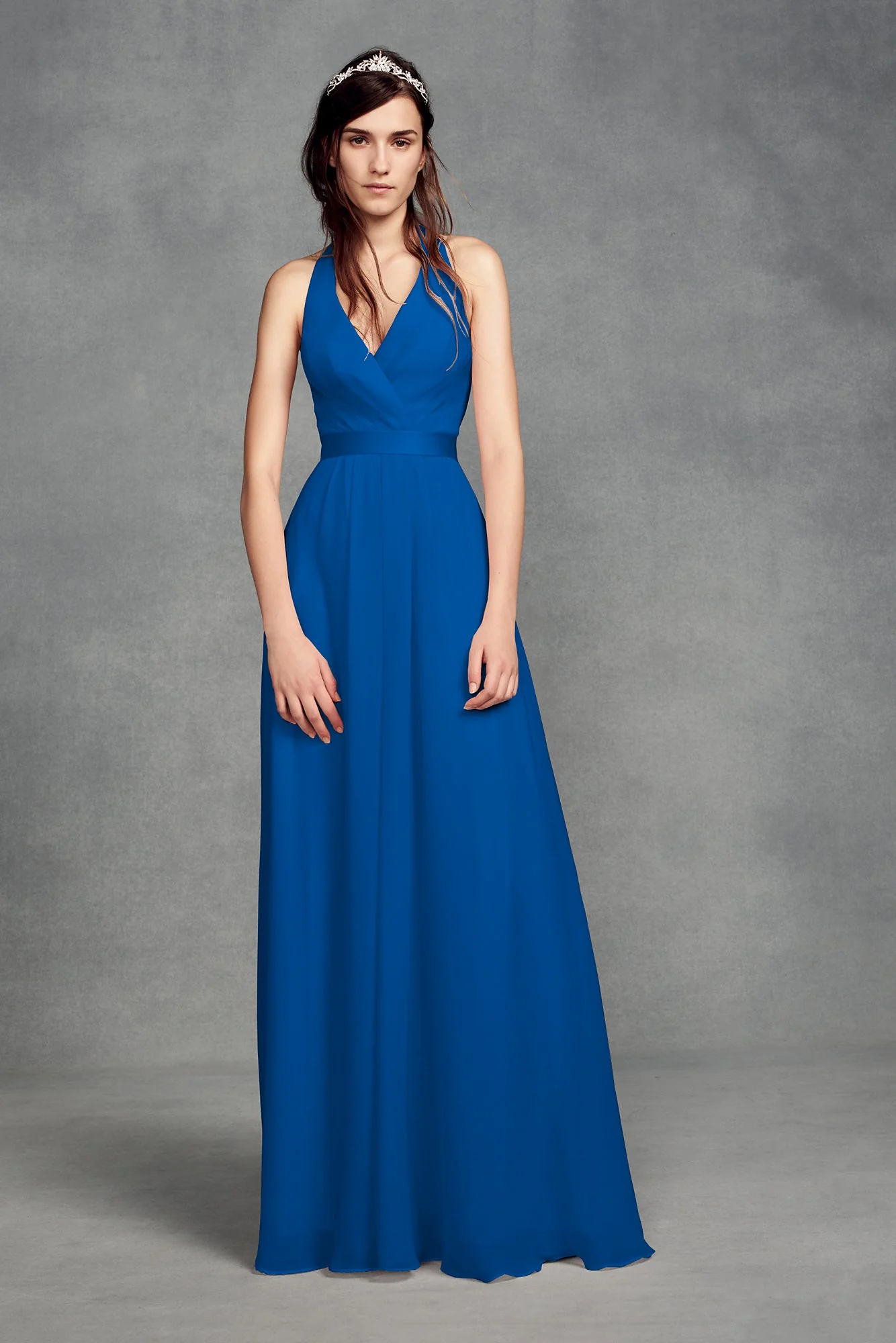 Chiffon Halter Bridesmaid Dress with Tulle Bow - Image 8