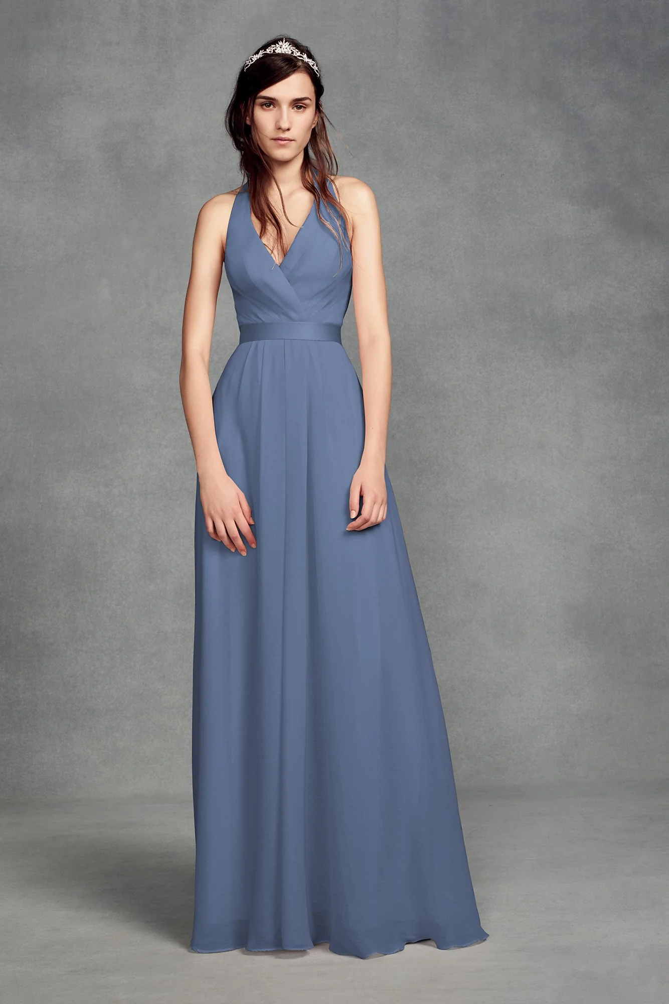 Chiffon Halter Bridesmaid Dress with Tulle Bow - Image 9