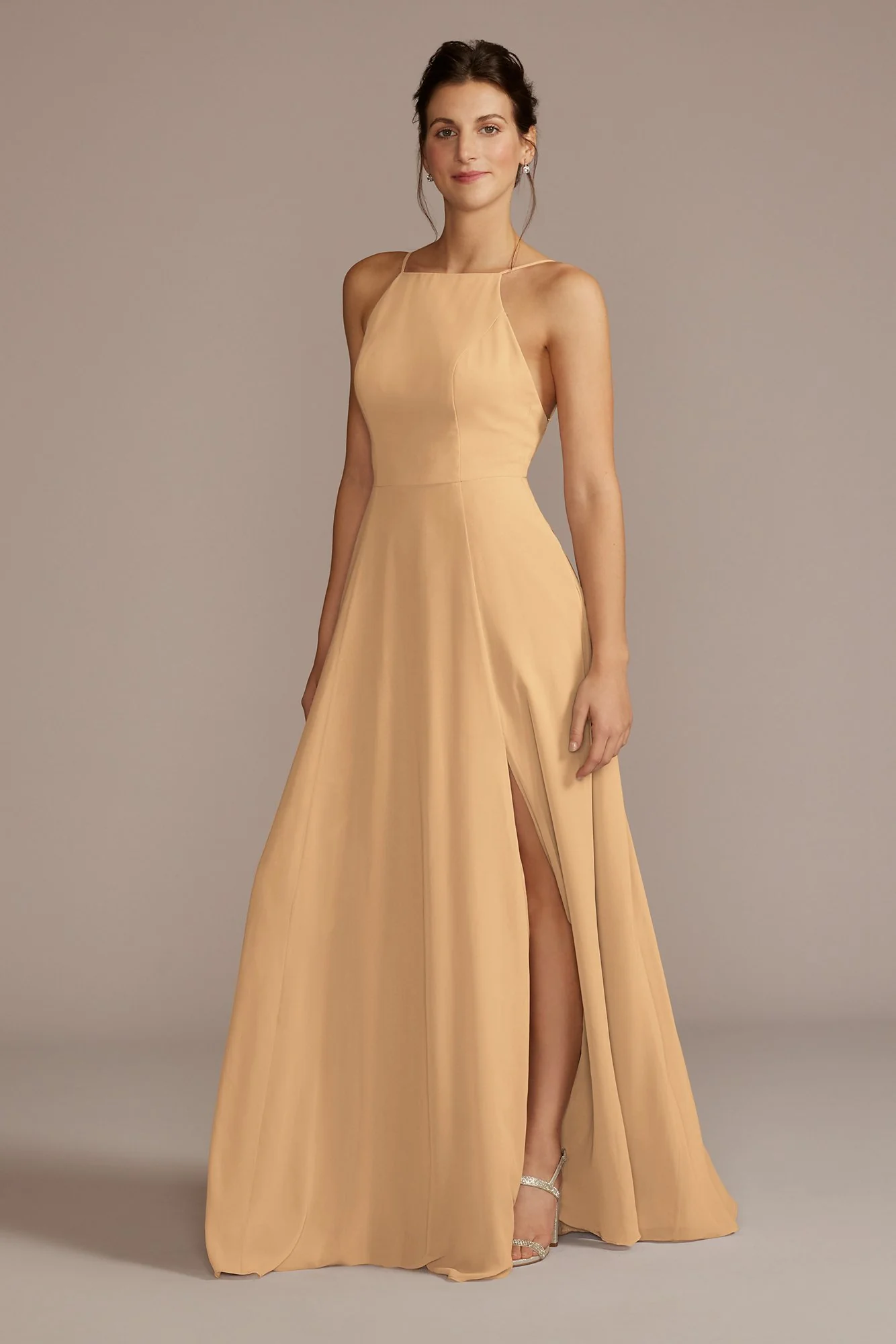 Chiffon High-Neck A-Line Dress - Image 8