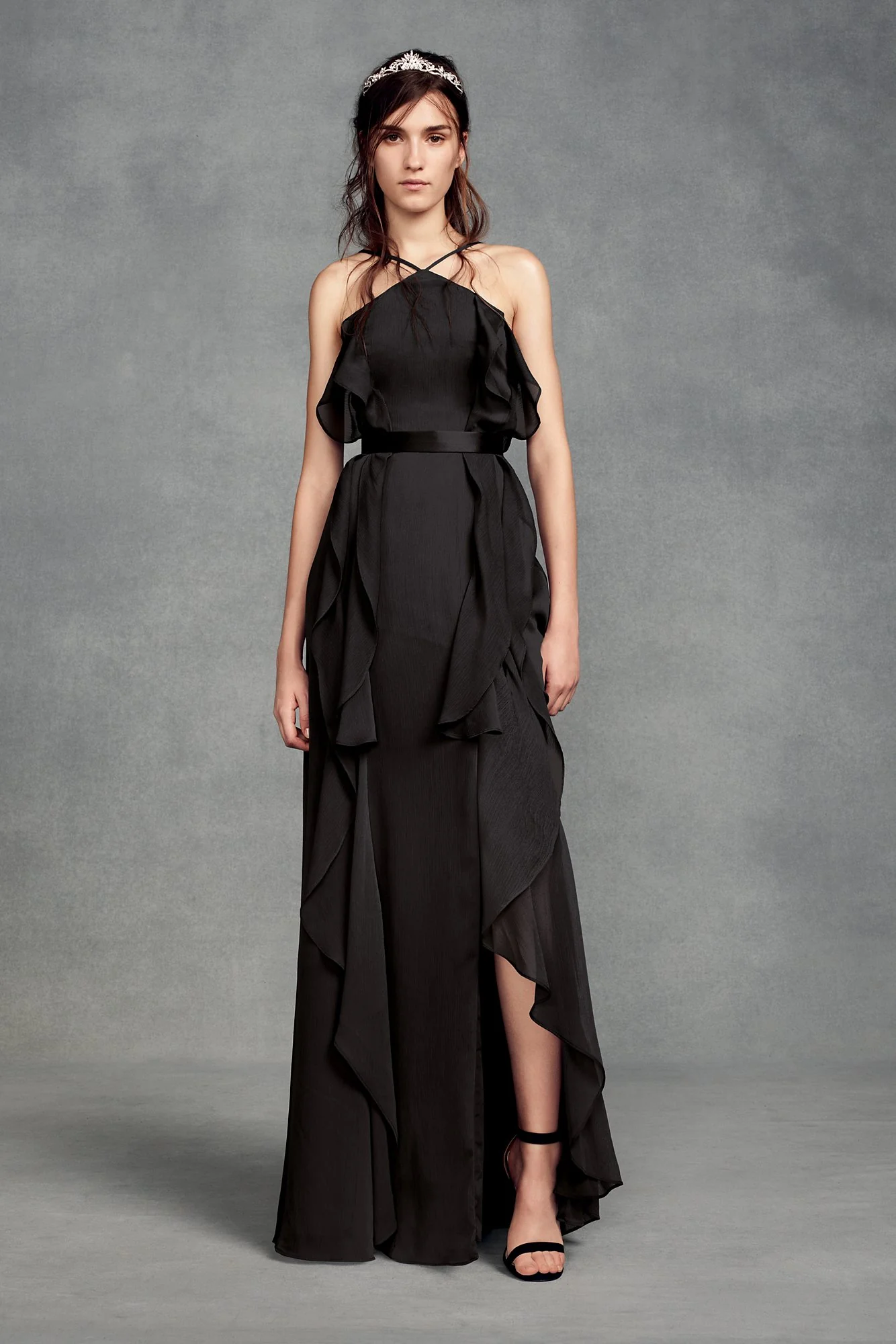 Chiffon High-Neck Bridesmaid Dress with Tie Back - Image 14