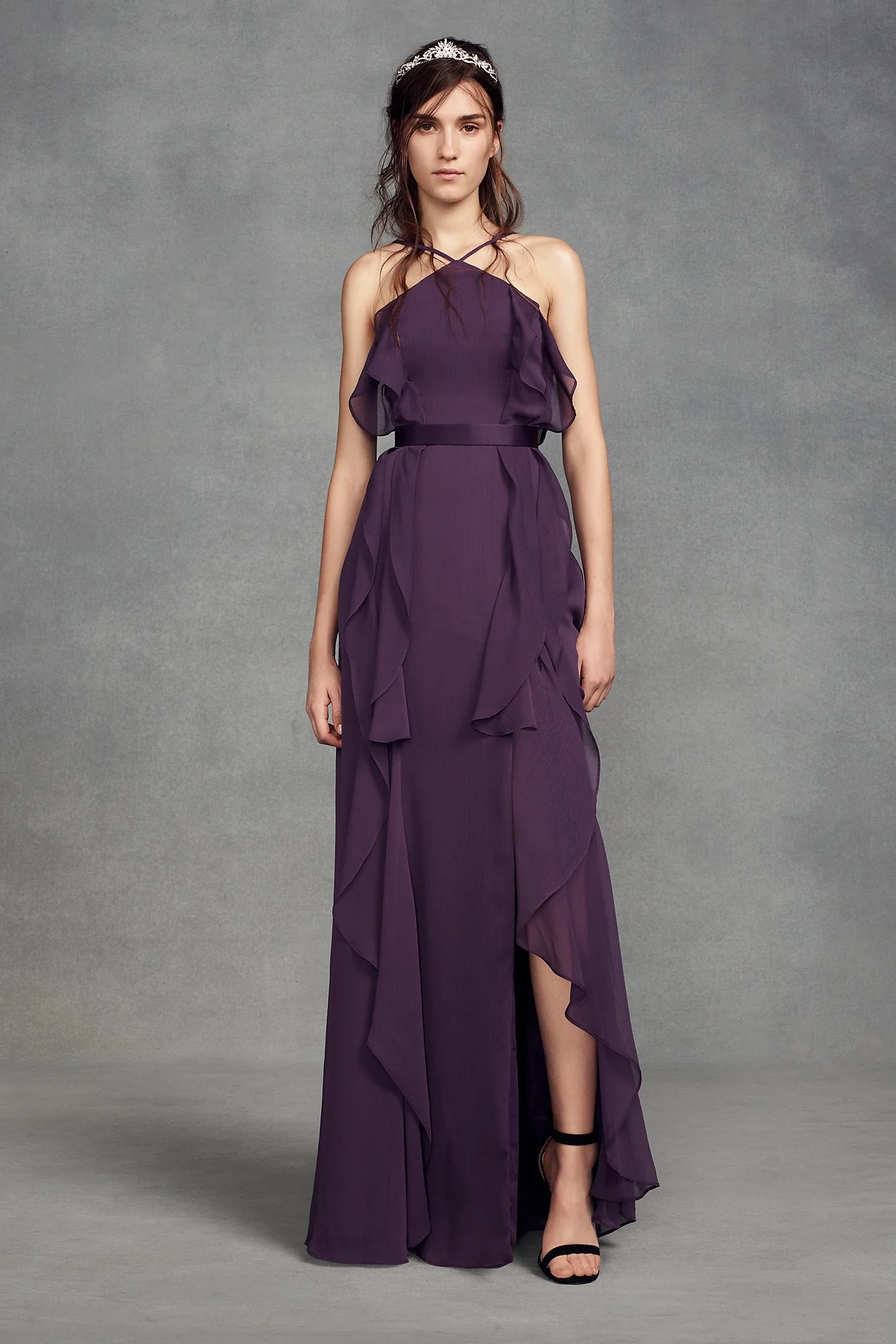 Chiffon High-Neck Bridesmaid Dress with Tie Back - Image 15