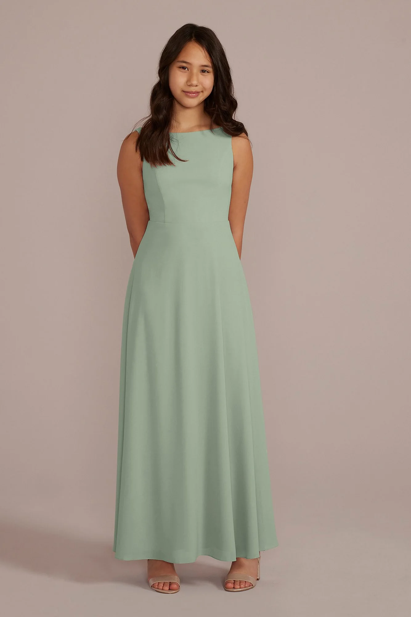 Chiffon Junior Bridesmaid Dress with Tie Back - Image 3