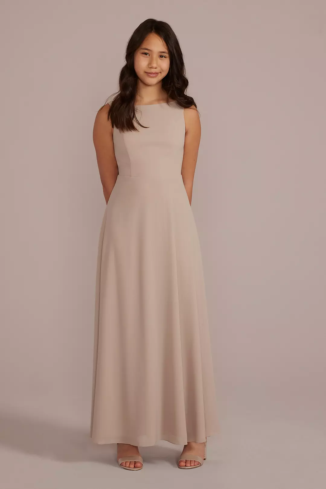 Chiffon Junior Bridesmaid Dress with Tie Back - Image 37
