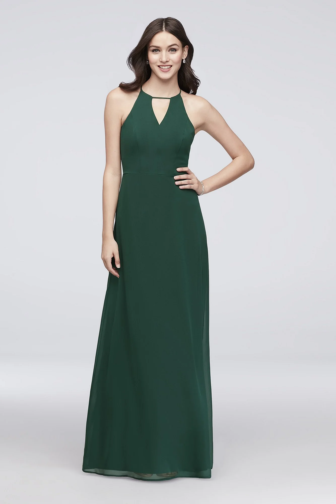 Chiffon Keyhole Bridesmaid Dress with Cutaway Back - Image 2