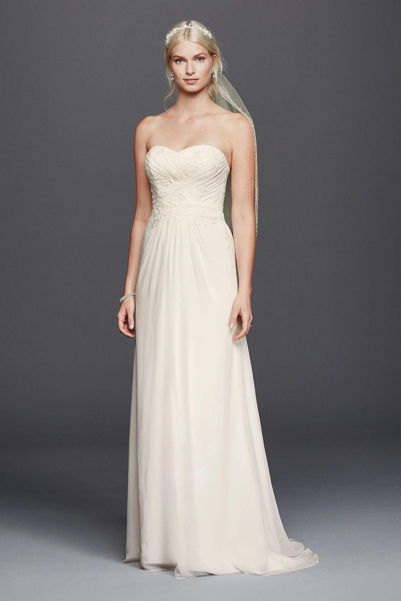 Chiffon Lace Sweetheart Wedding Dress - Image 9