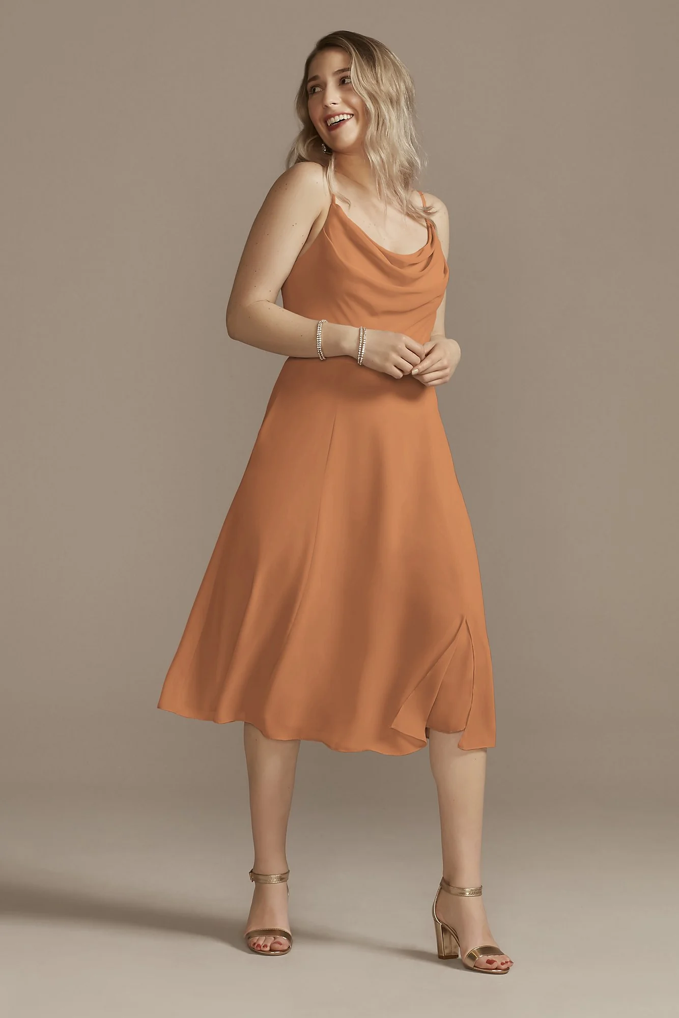 Chiffon Midi Cowl Neck Dress - Image 11