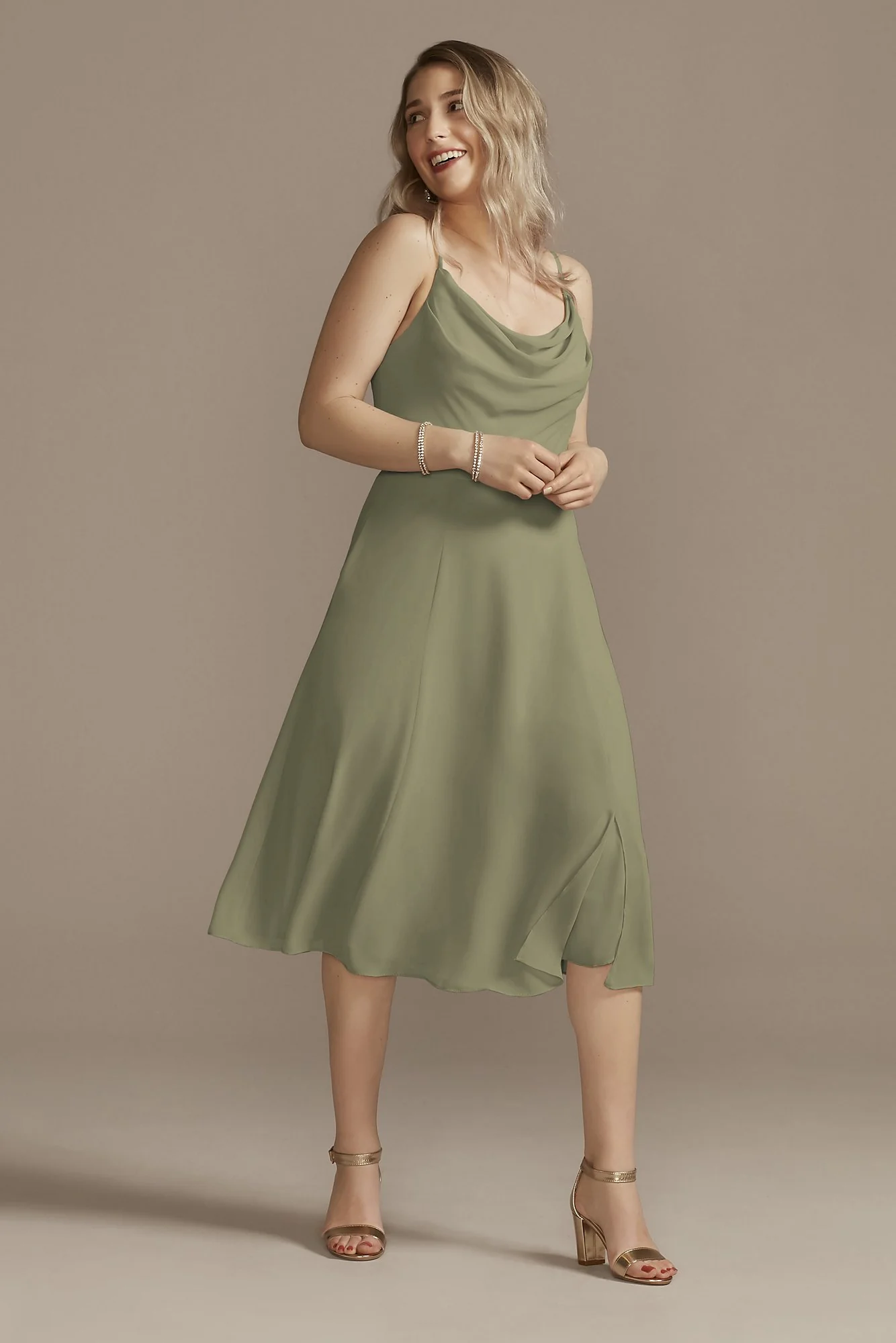 Chiffon Midi Cowl Neck Dress - Image 12