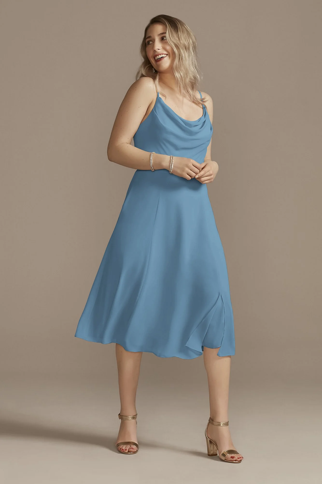 Chiffon Midi Cowl Neck Dress - Image 13