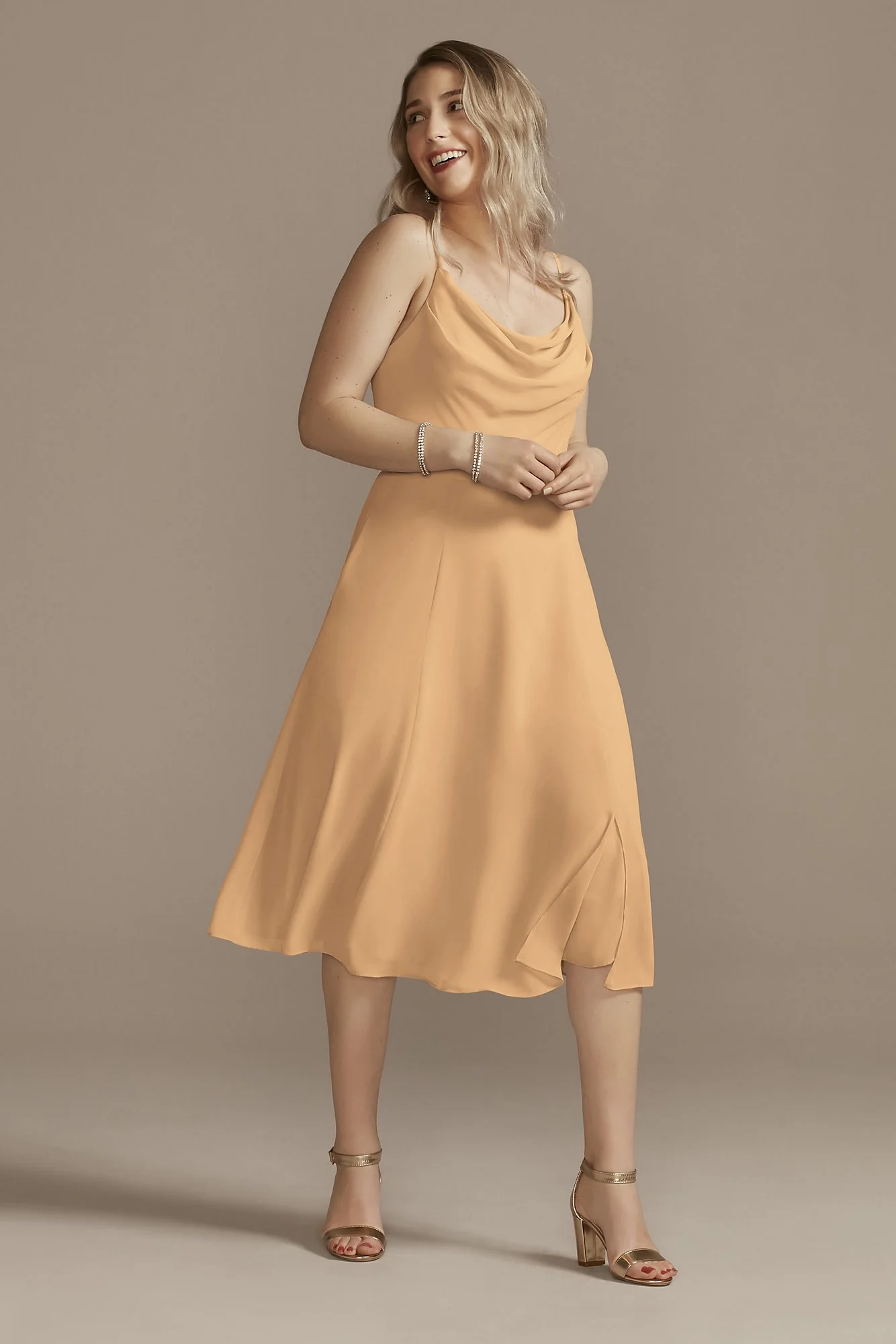 Chiffon Midi Cowl Neck Dress - Image 14