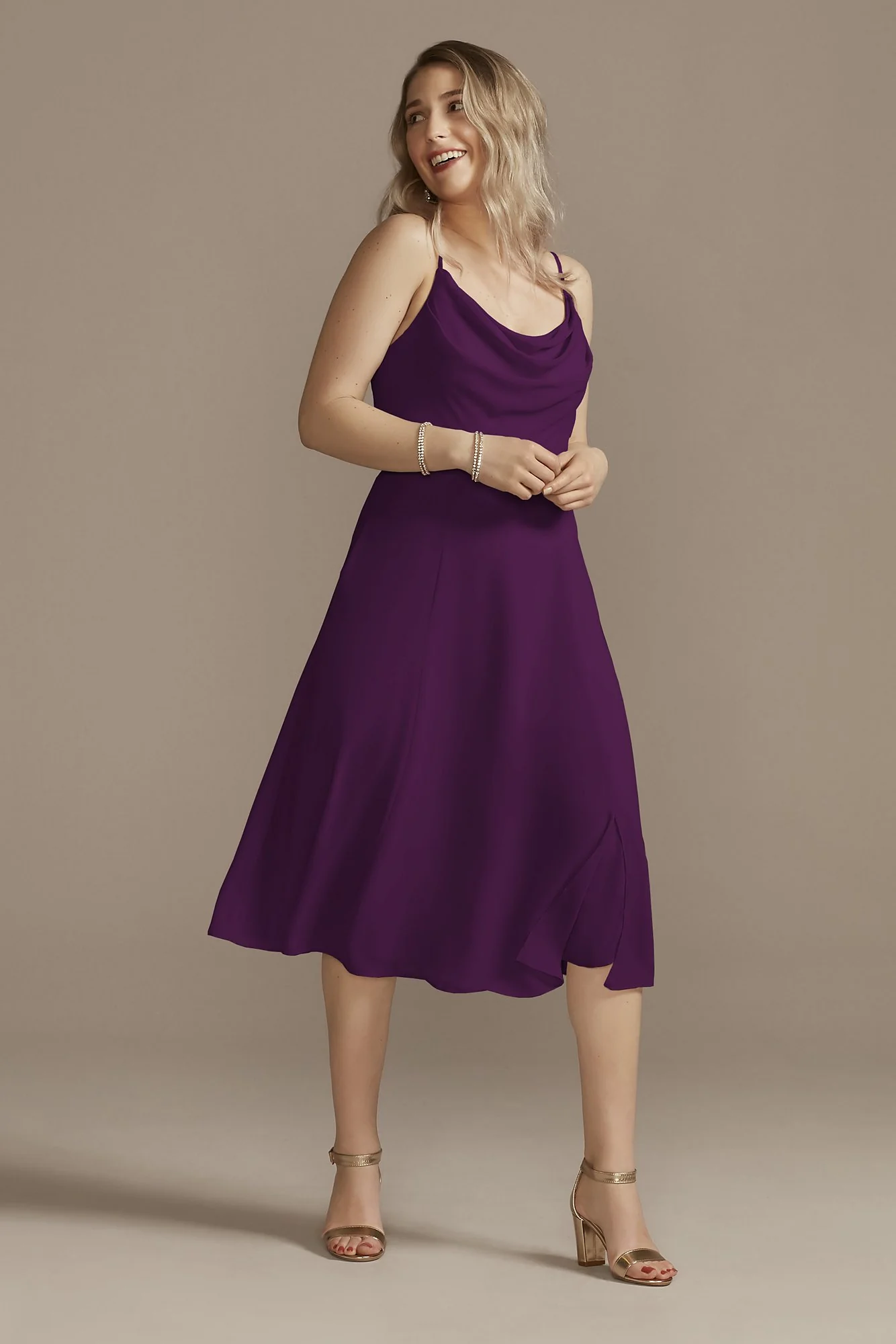 Chiffon Midi Cowl Neck Dress - Image 18