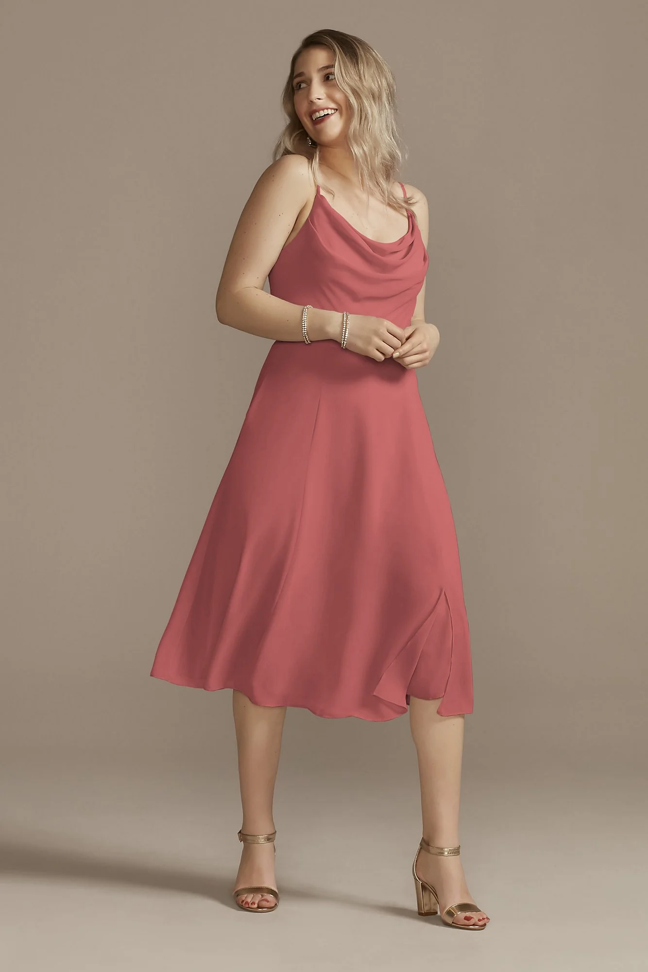 Chiffon Midi Cowl Neck Dress - Image 21