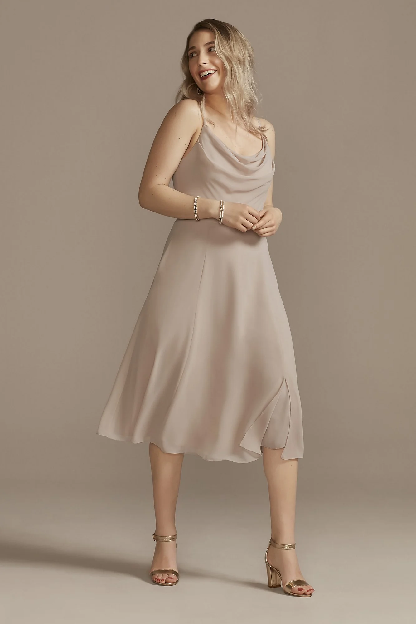 Chiffon Midi Cowl Neck Dress - Image 22