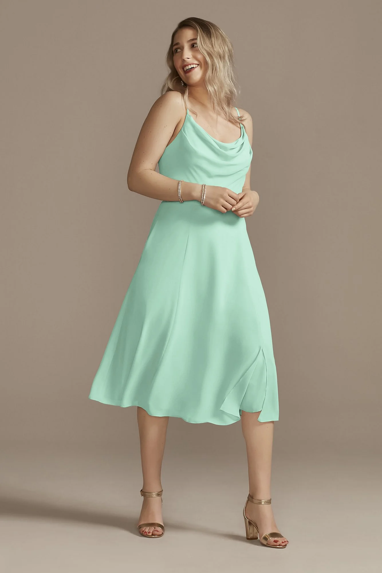 Chiffon Midi Cowl Neck Dress - Image 23