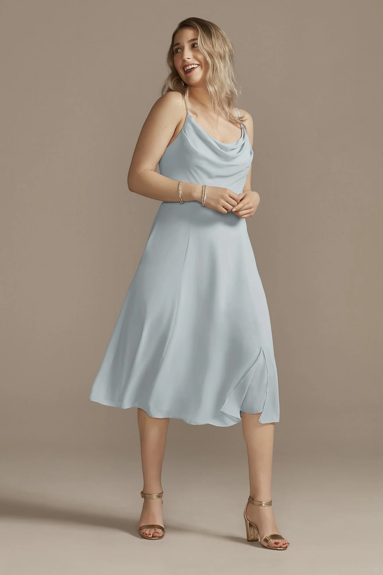Chiffon Midi Cowl Neck Dress - Image 29