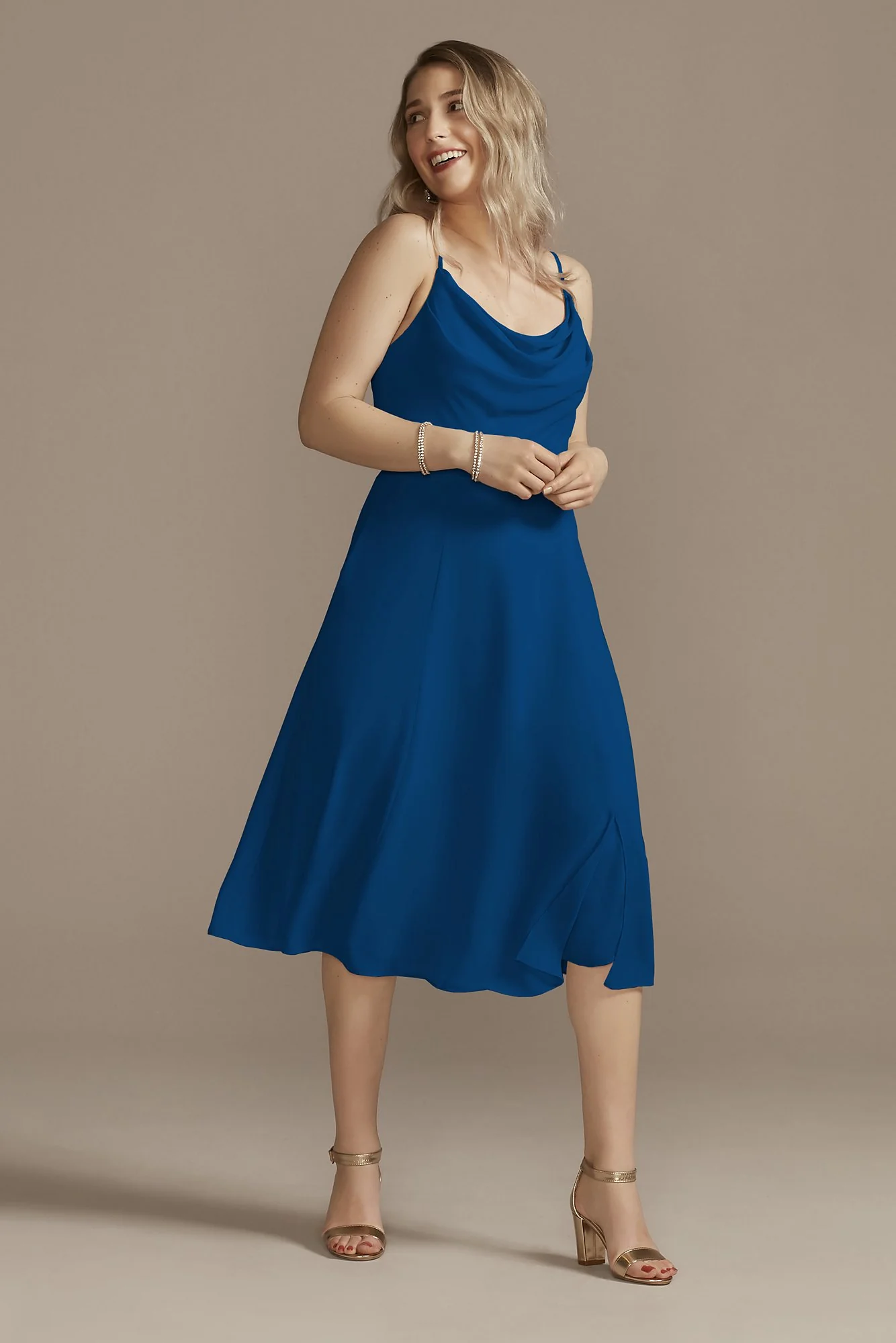 Chiffon Midi Cowl Neck Dress - Image 31