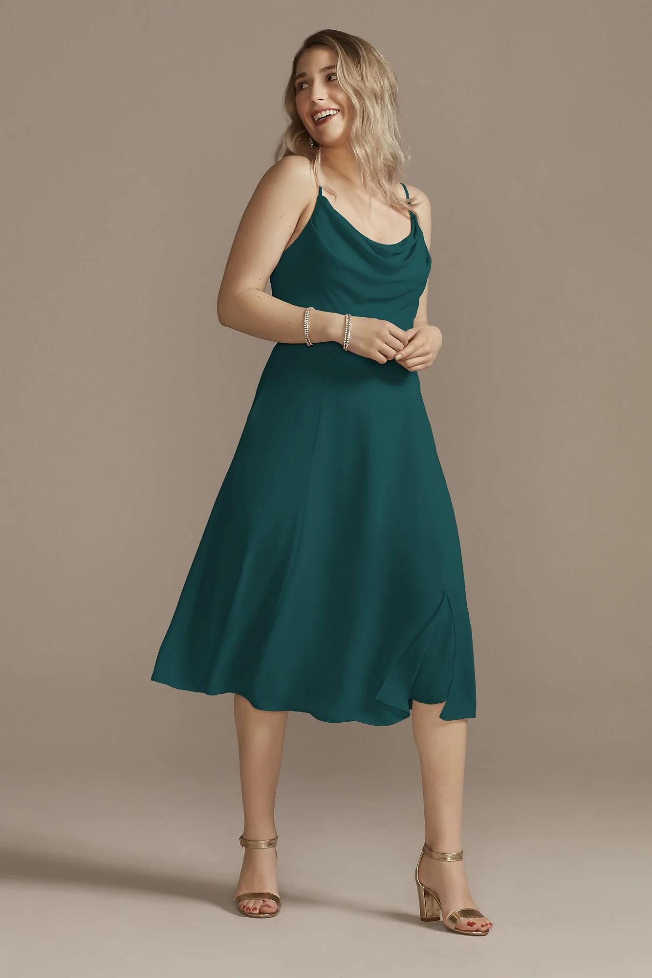 Chiffon Midi Cowl Neck Dress - Image 38