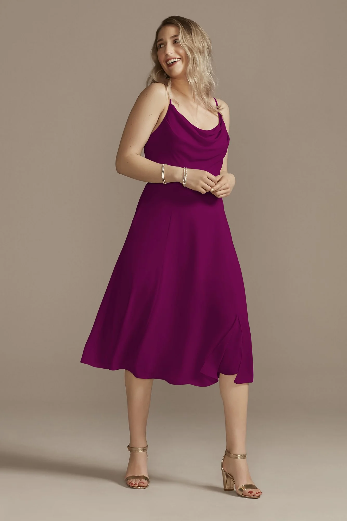 Chiffon Midi Cowl Neck Dress - Image 39