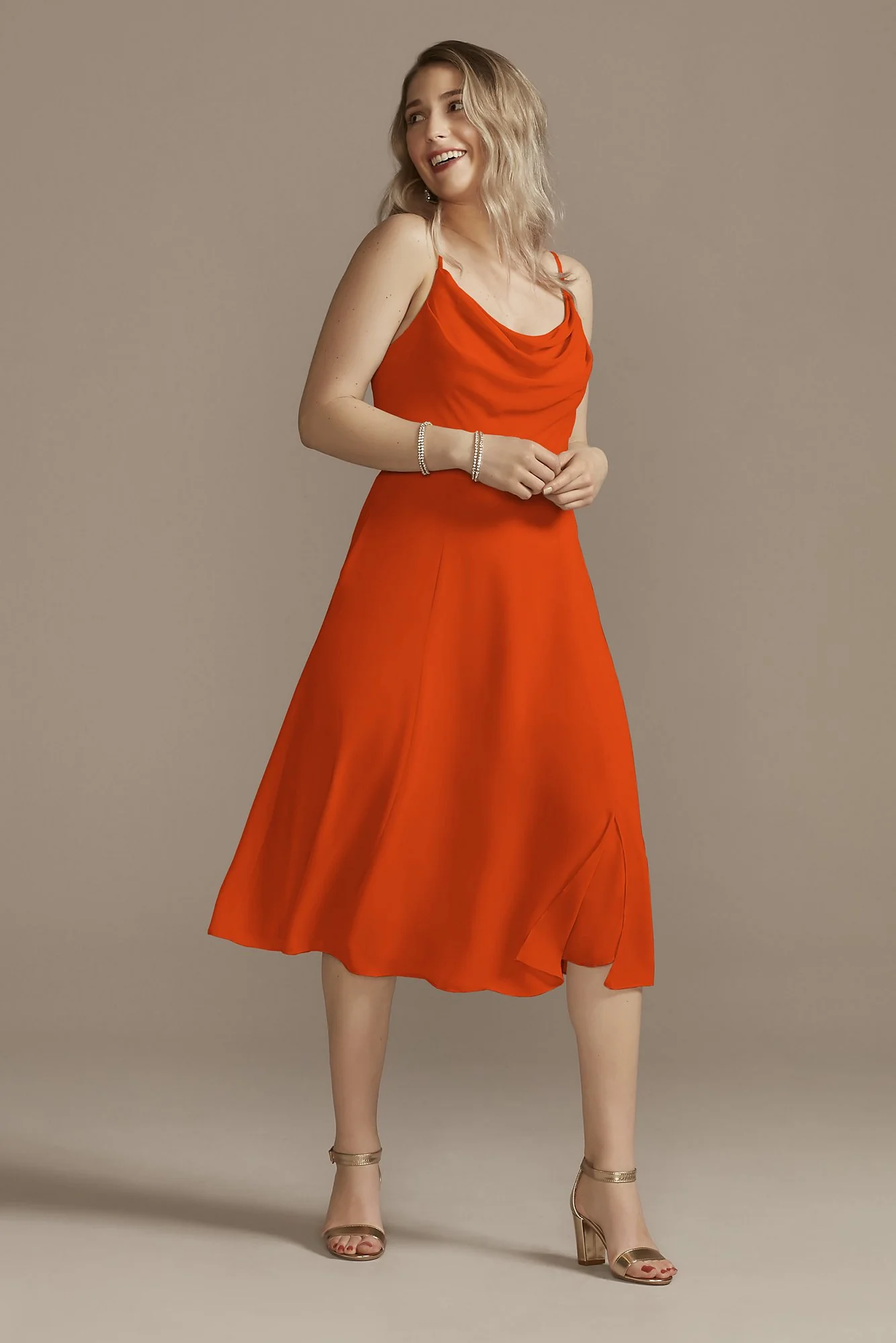 Chiffon Midi Cowl Neck Dress - Image 41