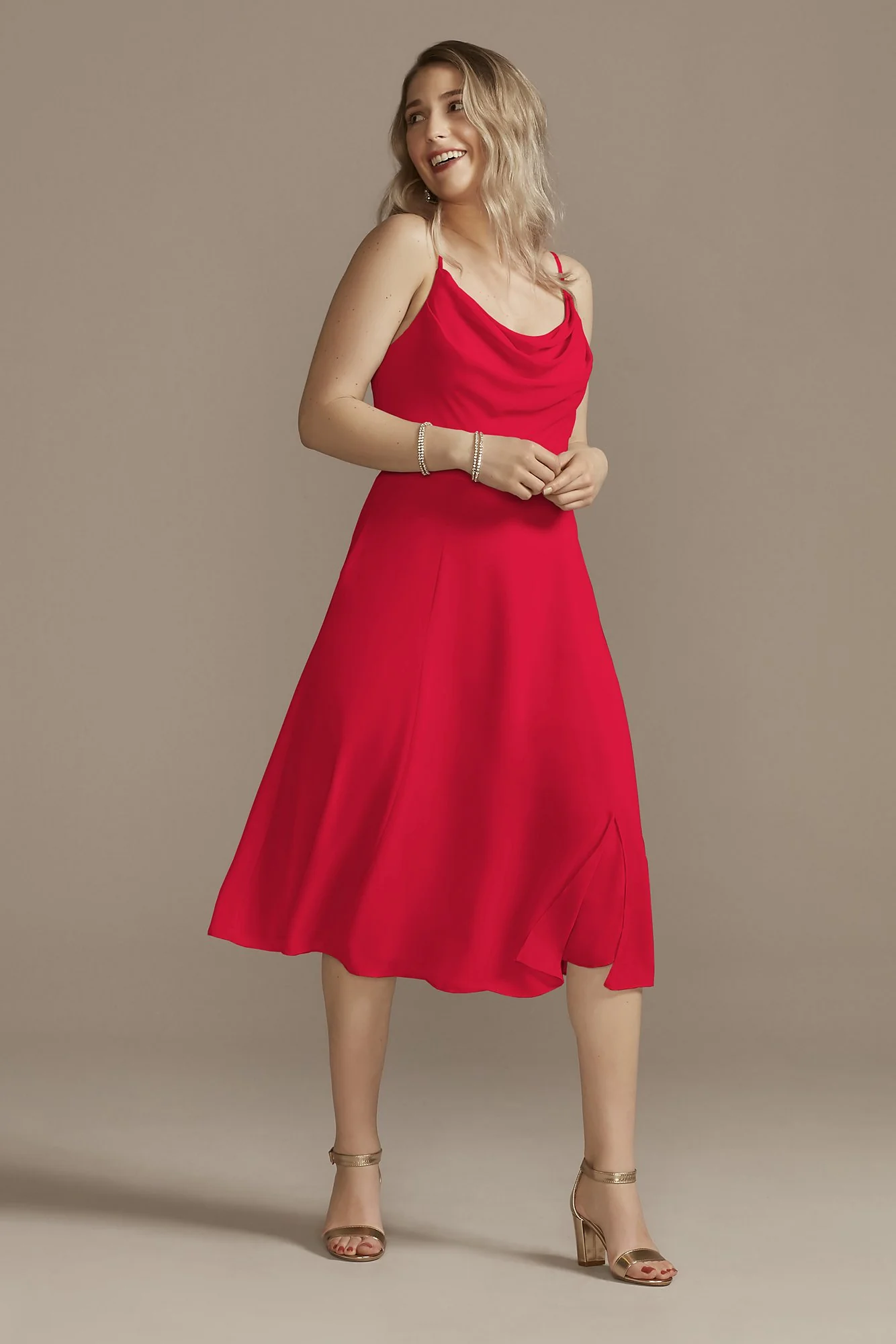 Chiffon Midi Cowl Neck Dress - Image 42