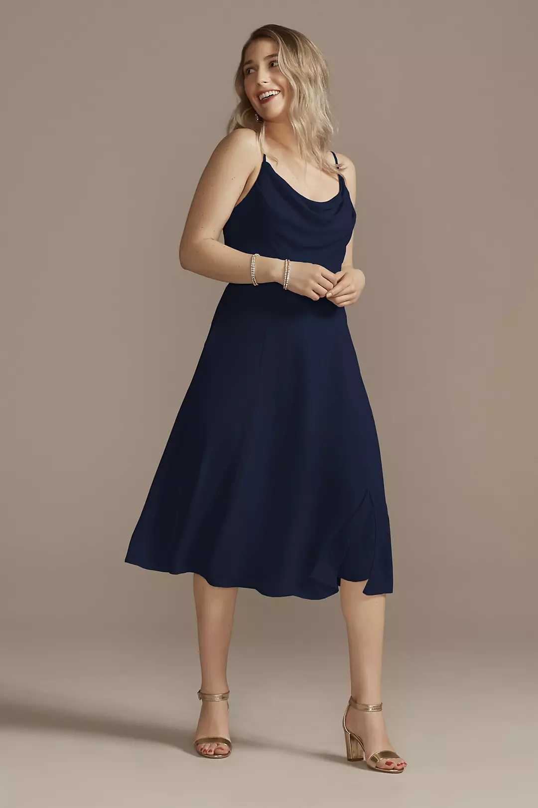Chiffon Midi Cowl Neck Dress - Image 45