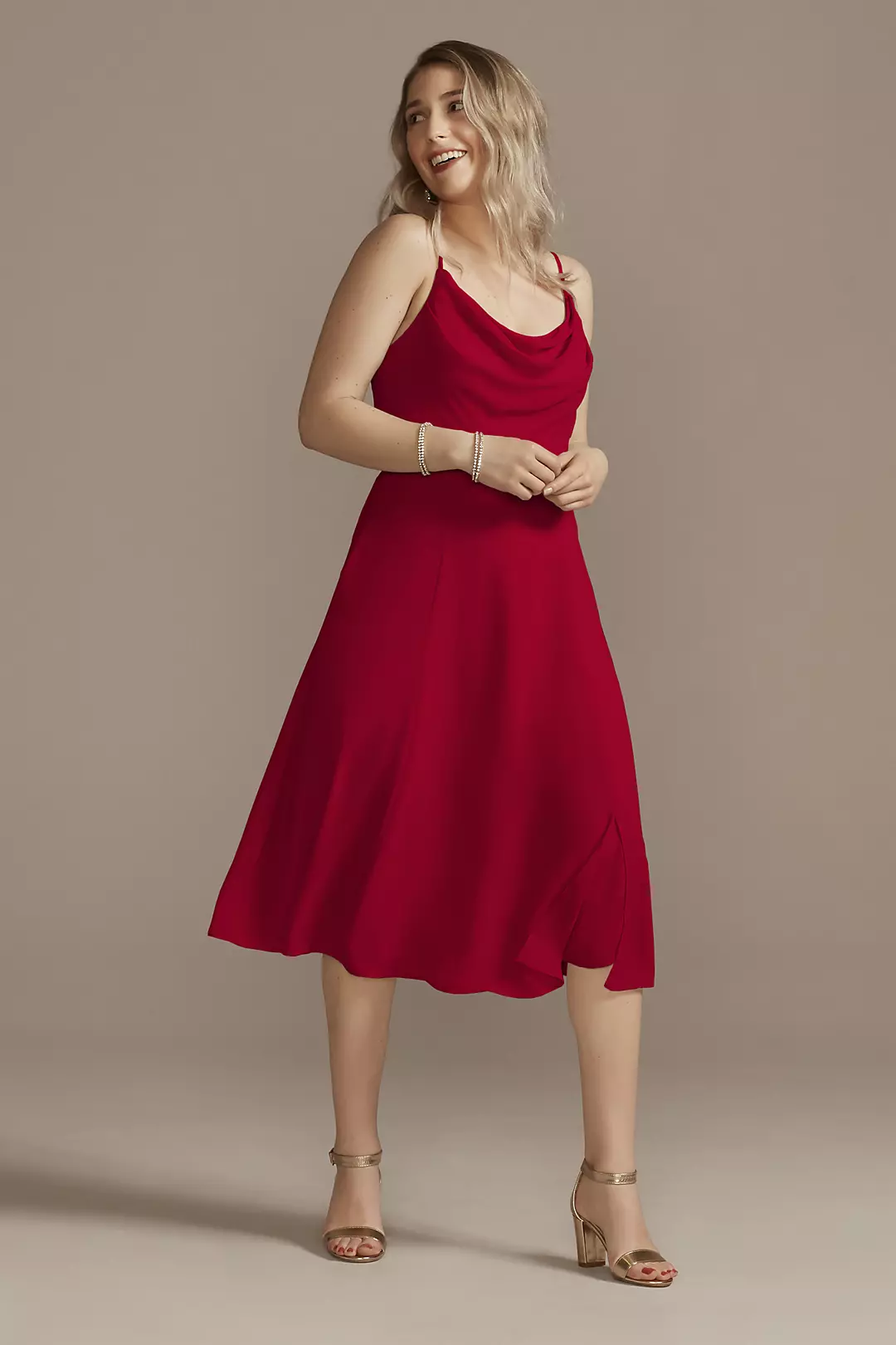 Chiffon Midi Cowl Neck Dress - Image 46