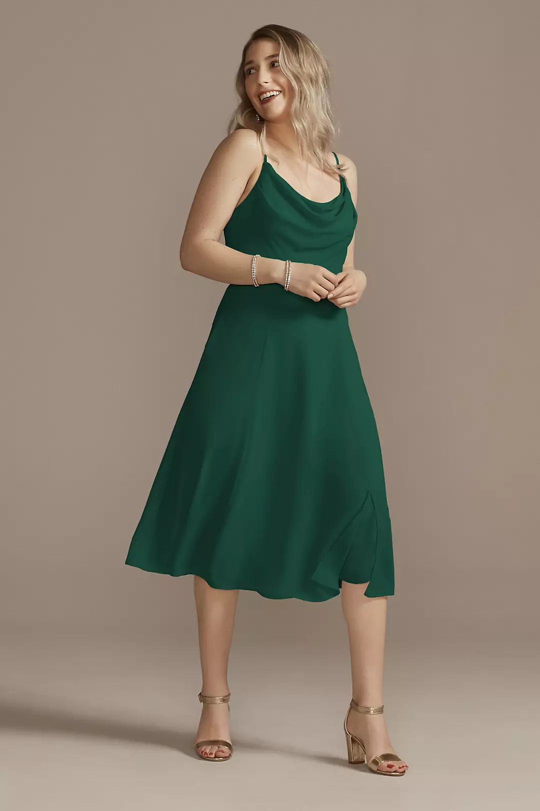 Chiffon Midi Cowl Neck Dress - Image 47