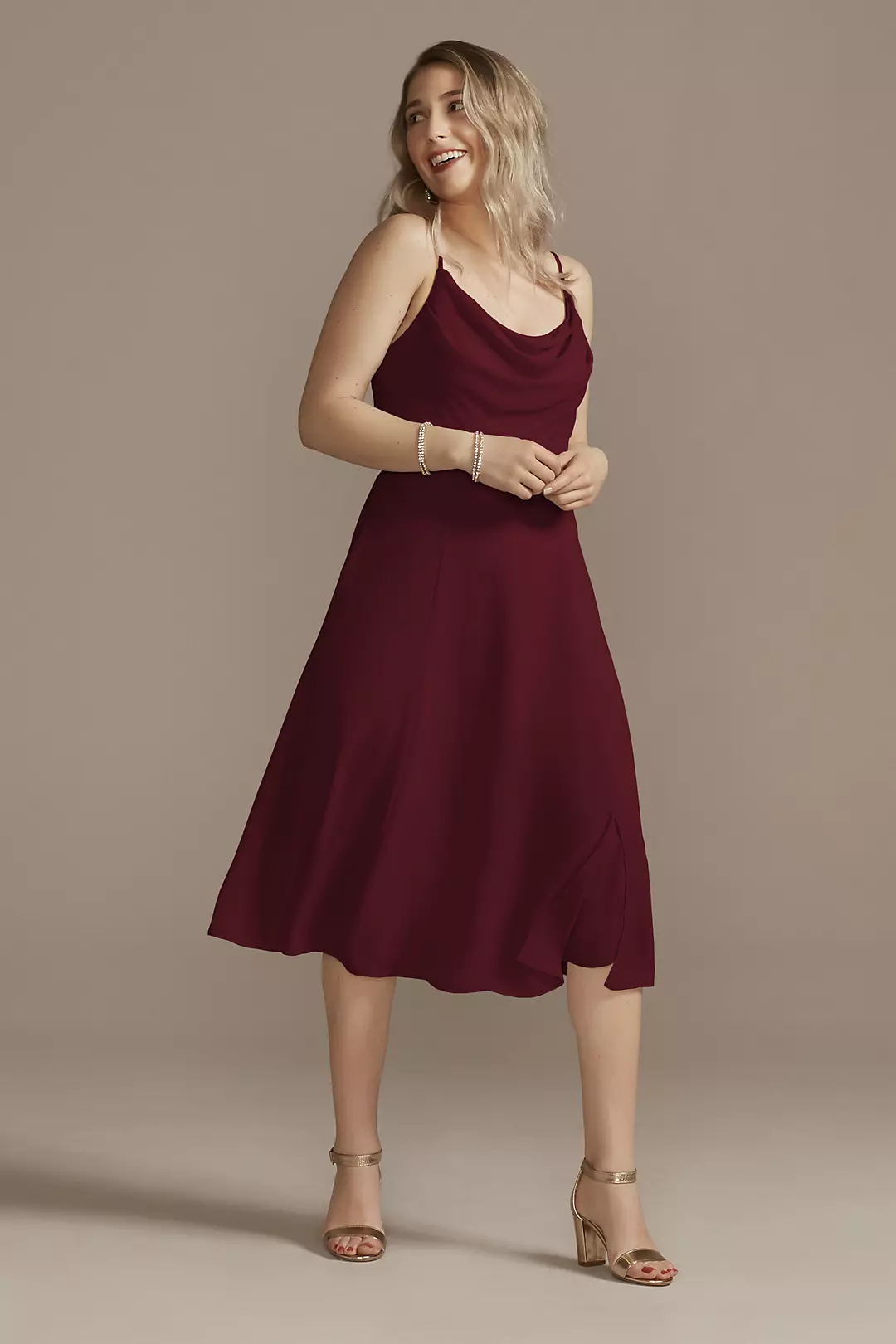Chiffon Midi Cowl Neck Dress - Image 50