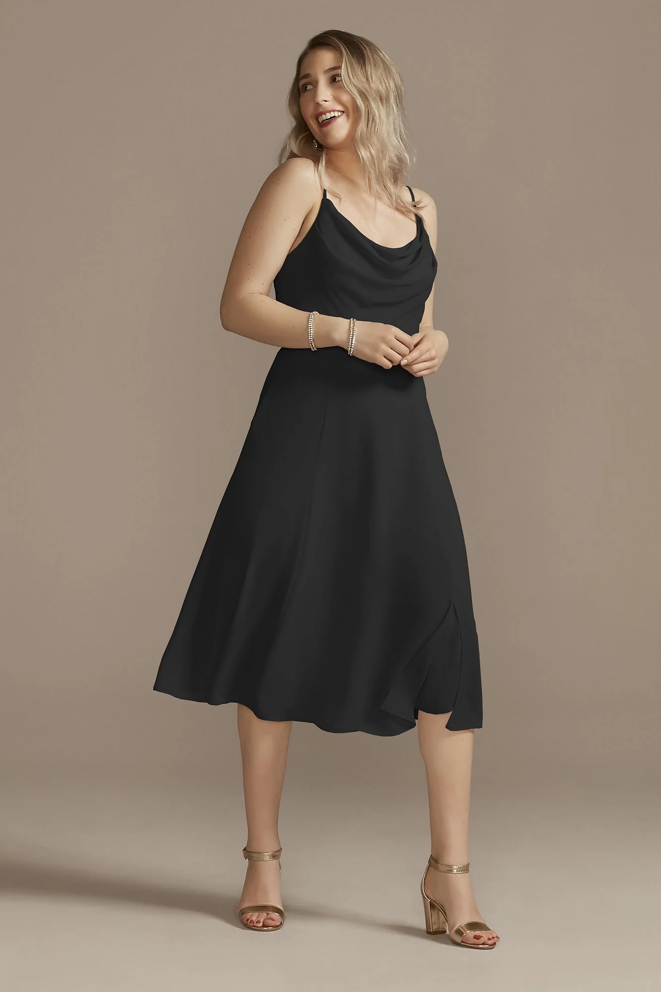 Chiffon Midi Cowl Neck Dress - Image 51