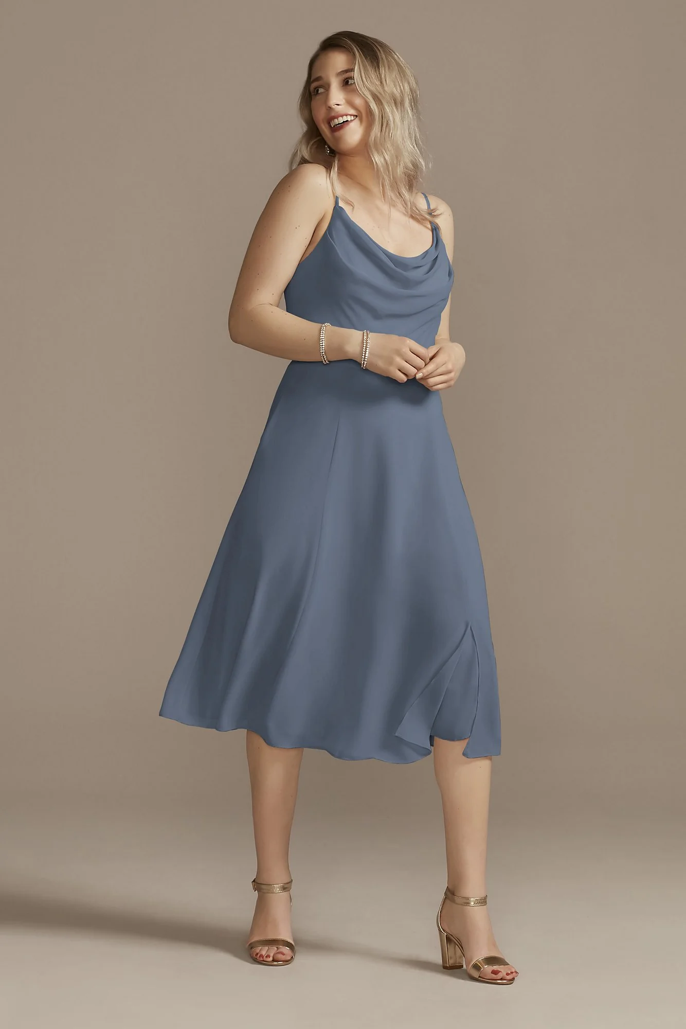 Chiffon Midi Cowl Neck Dress - Image 6