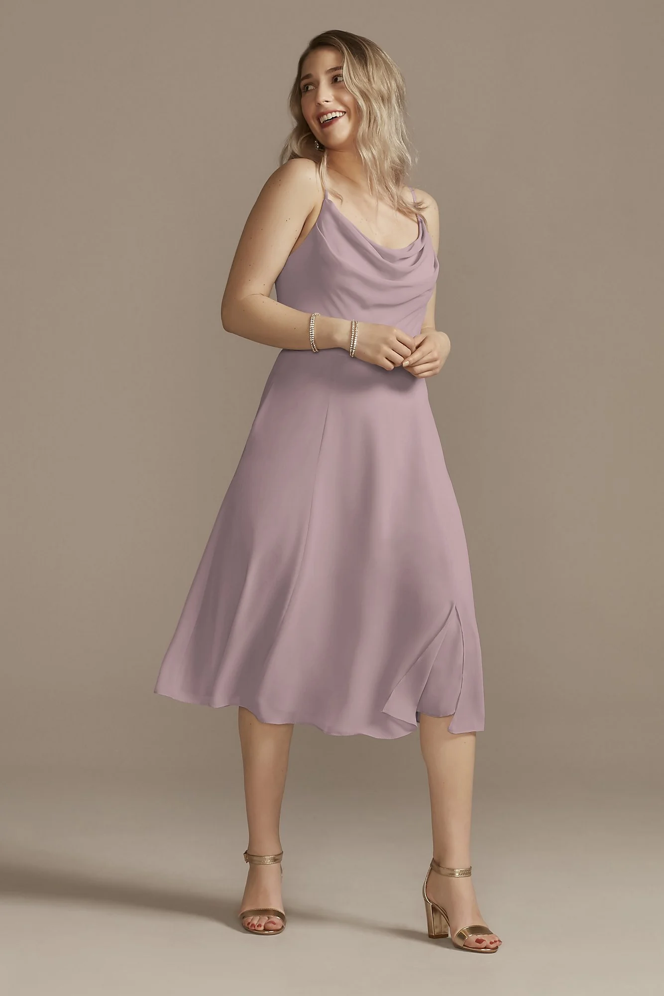 Chiffon Midi Cowl Neck Dress - Image 7