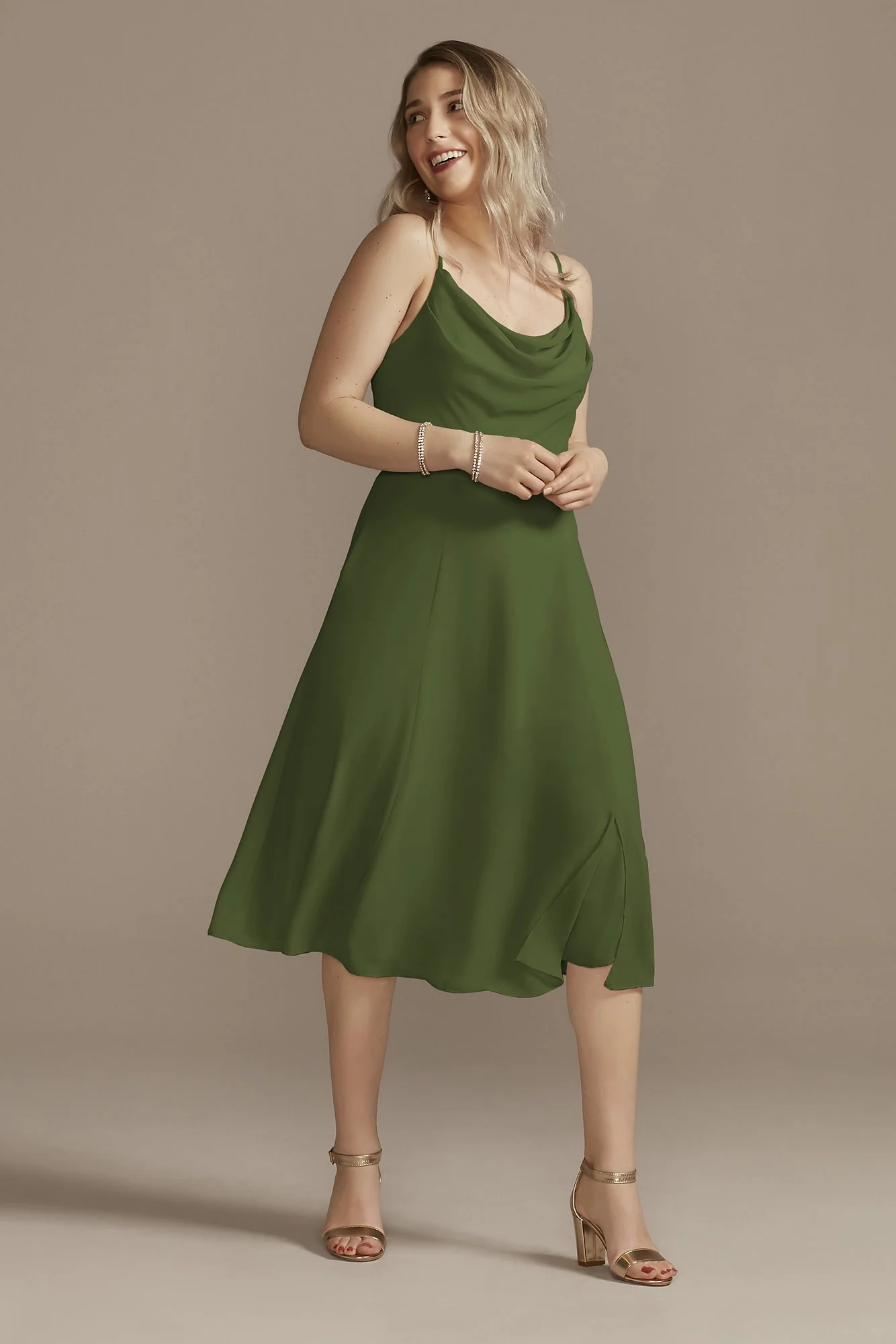 Chiffon Midi Cowl Neck Dress - Image 8