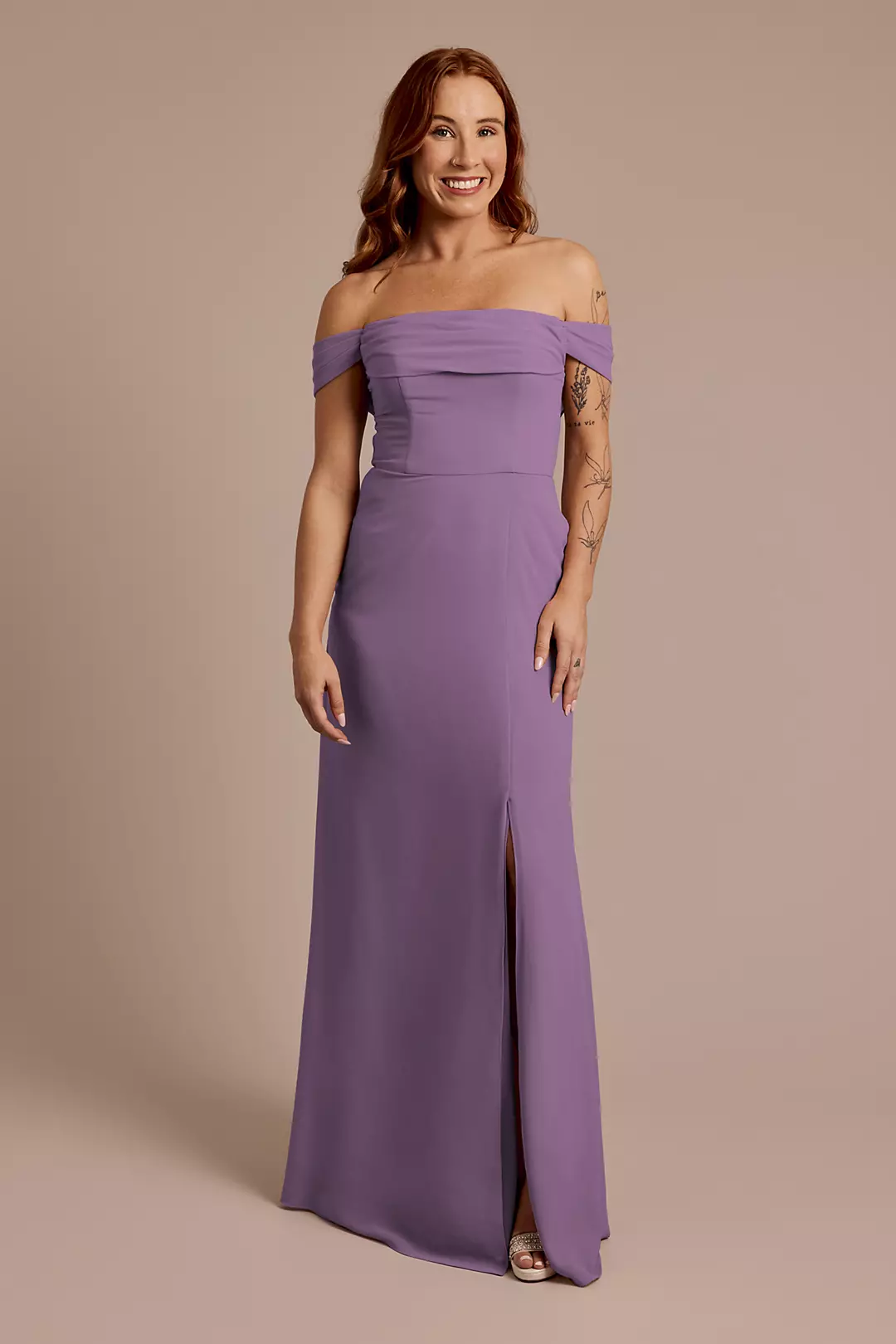 Chiffon Off-the-Shoulder Draped Dress - Image 78