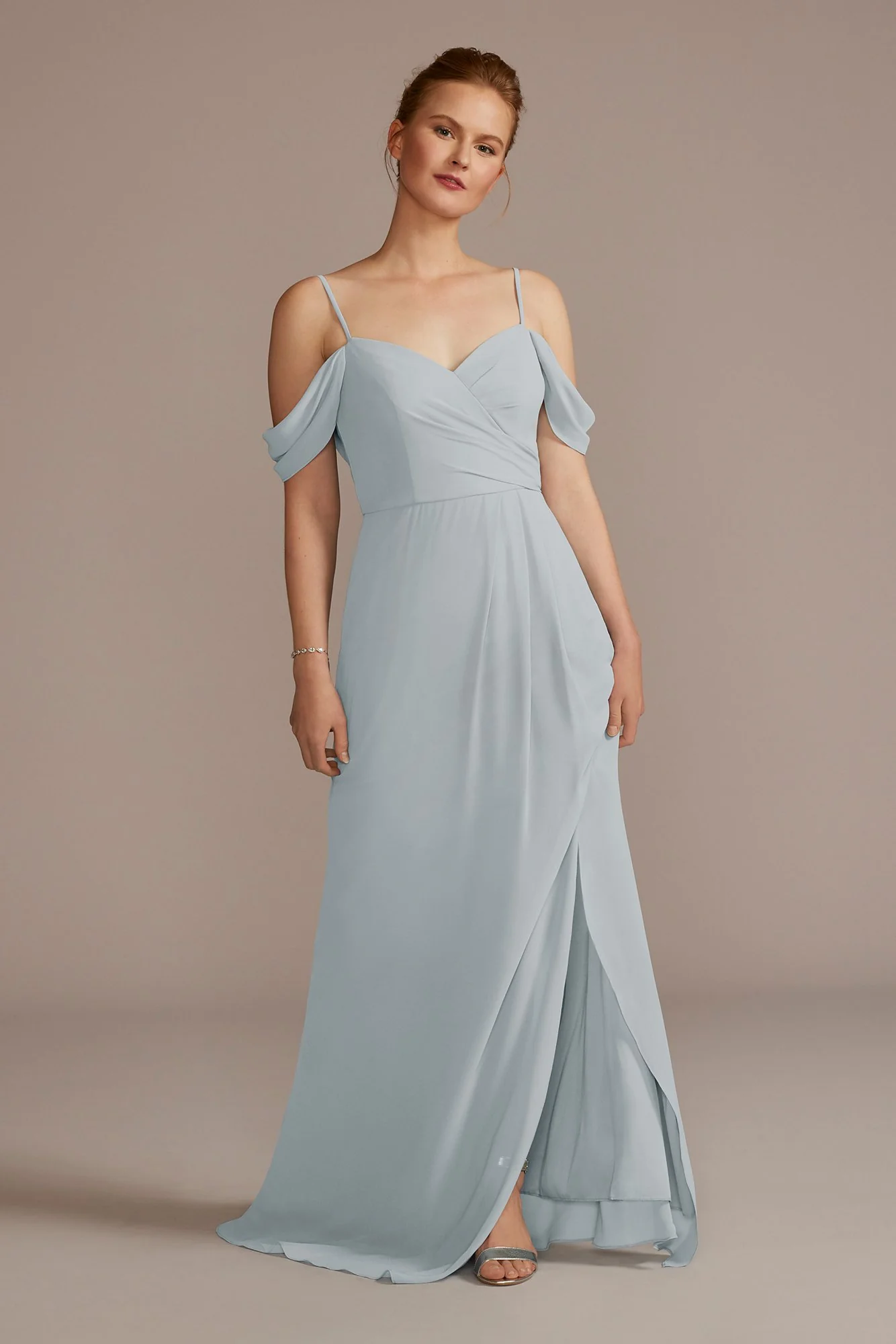 Chiffon Off-the-Shoulder Dress - Image 20