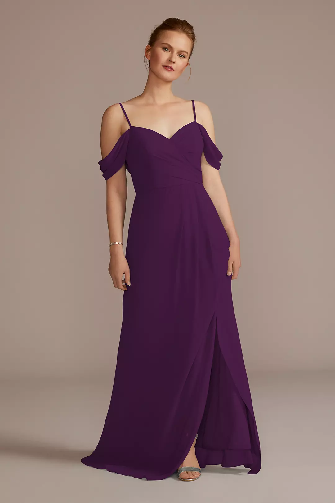 Chiffon Off-the-Shoulder Dress - Image 30