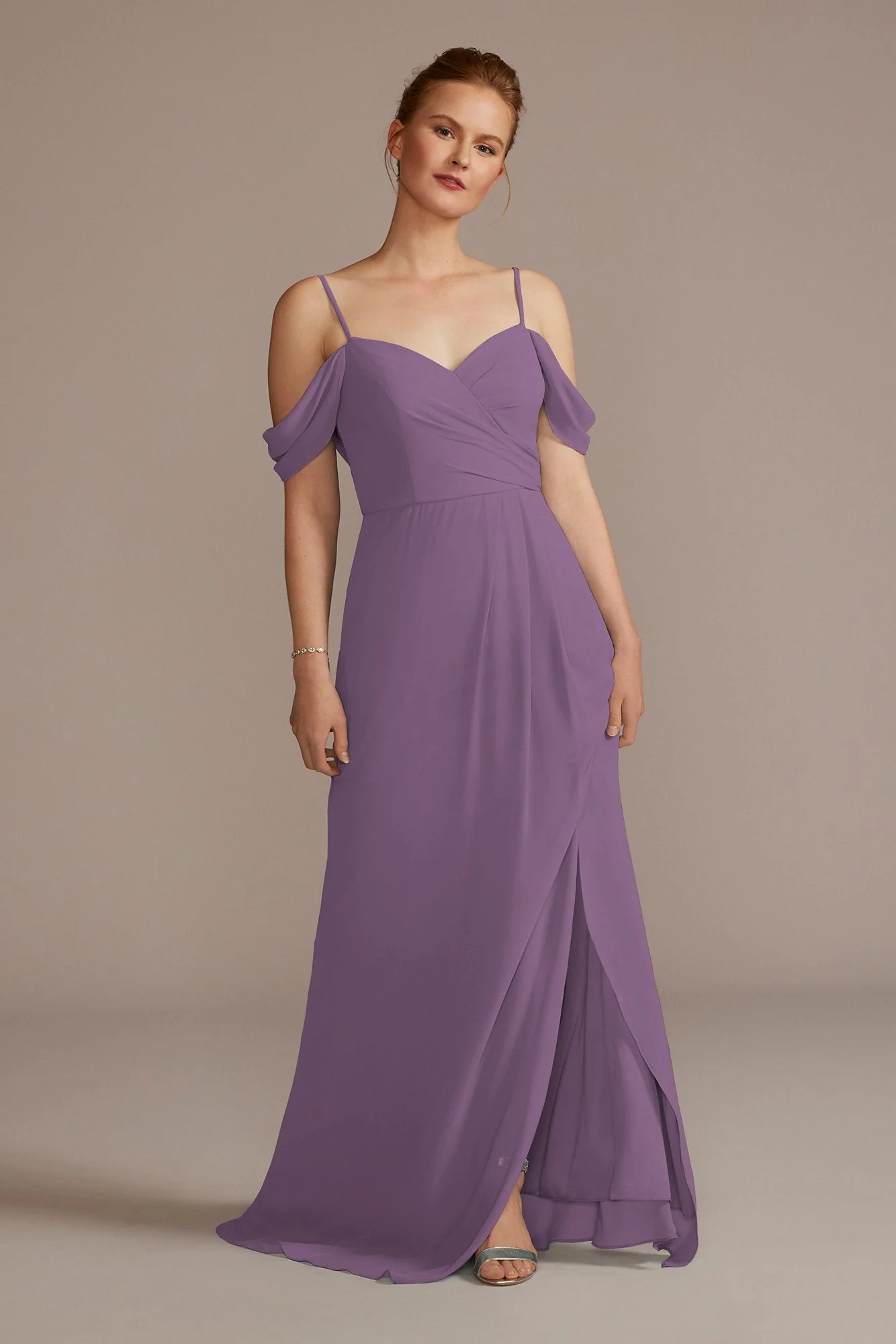 Chiffon Off-the-Shoulder Dress - Image 31