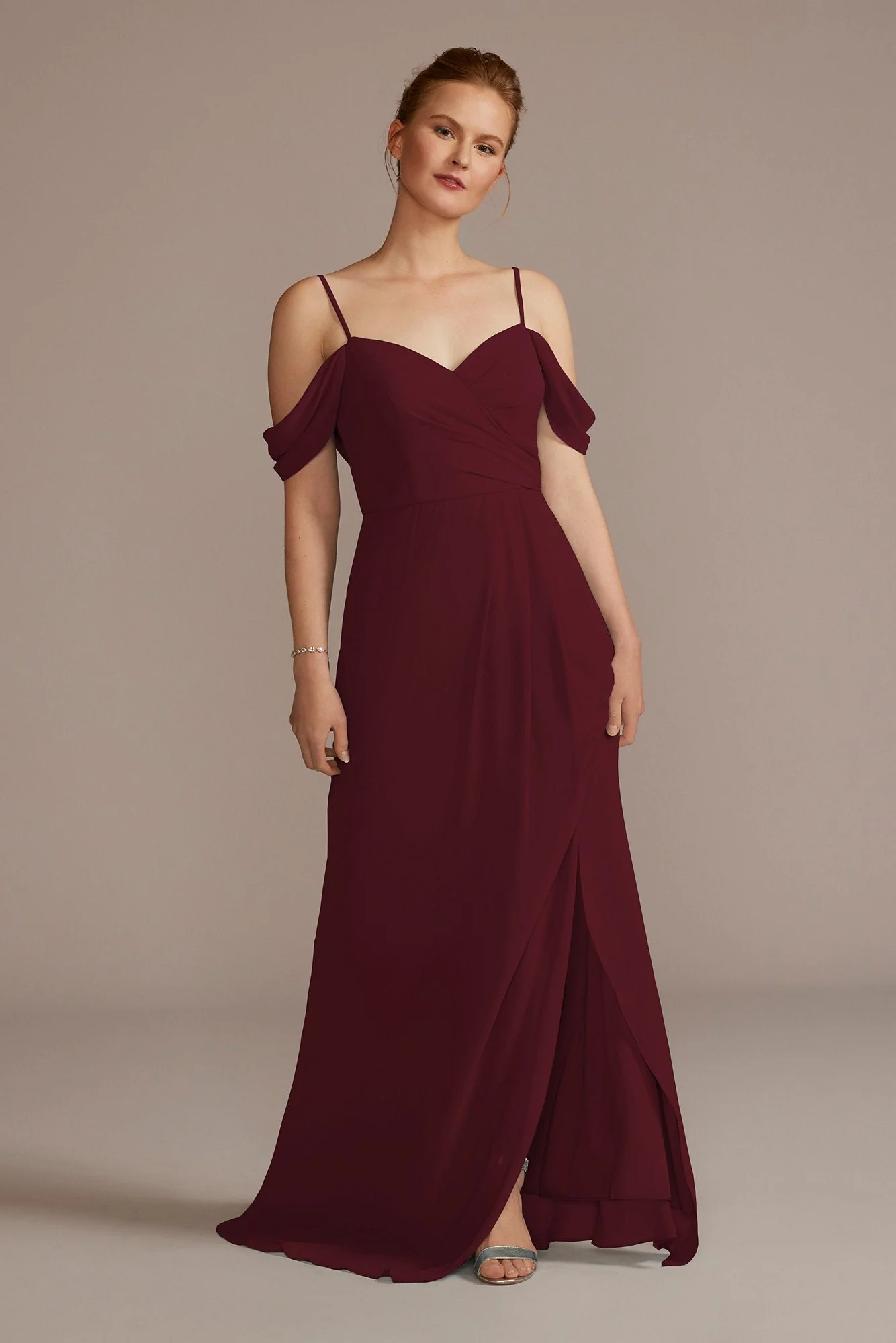 Chiffon Off-the-Shoulder Dress - Image 32
