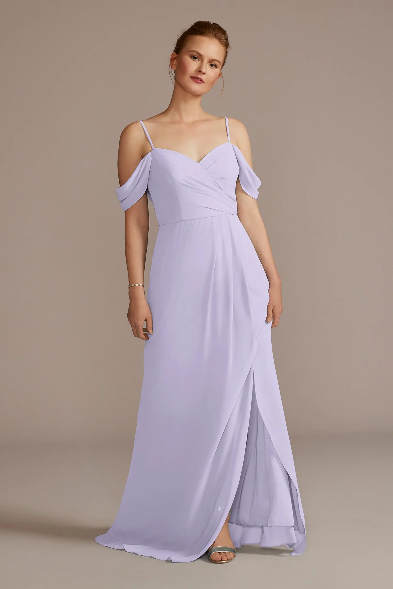 Chiffon Off-the-Shoulder Dress - Image 33