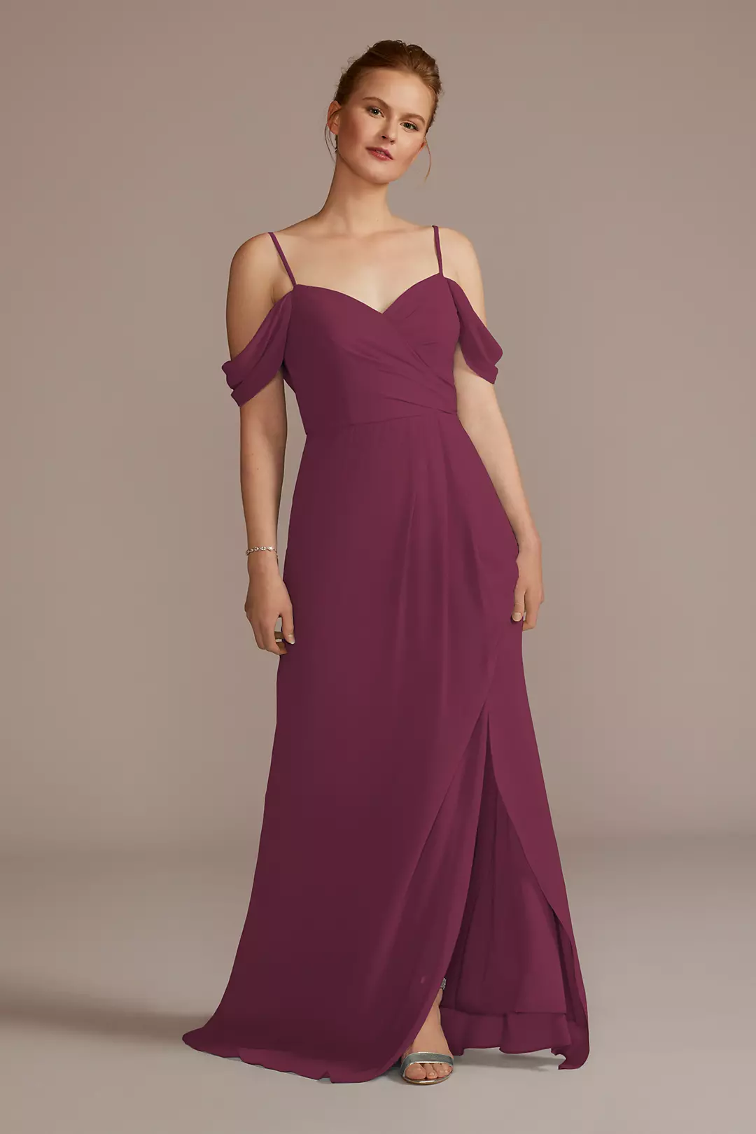 Chiffon Off-the-Shoulder Dress - Image 38