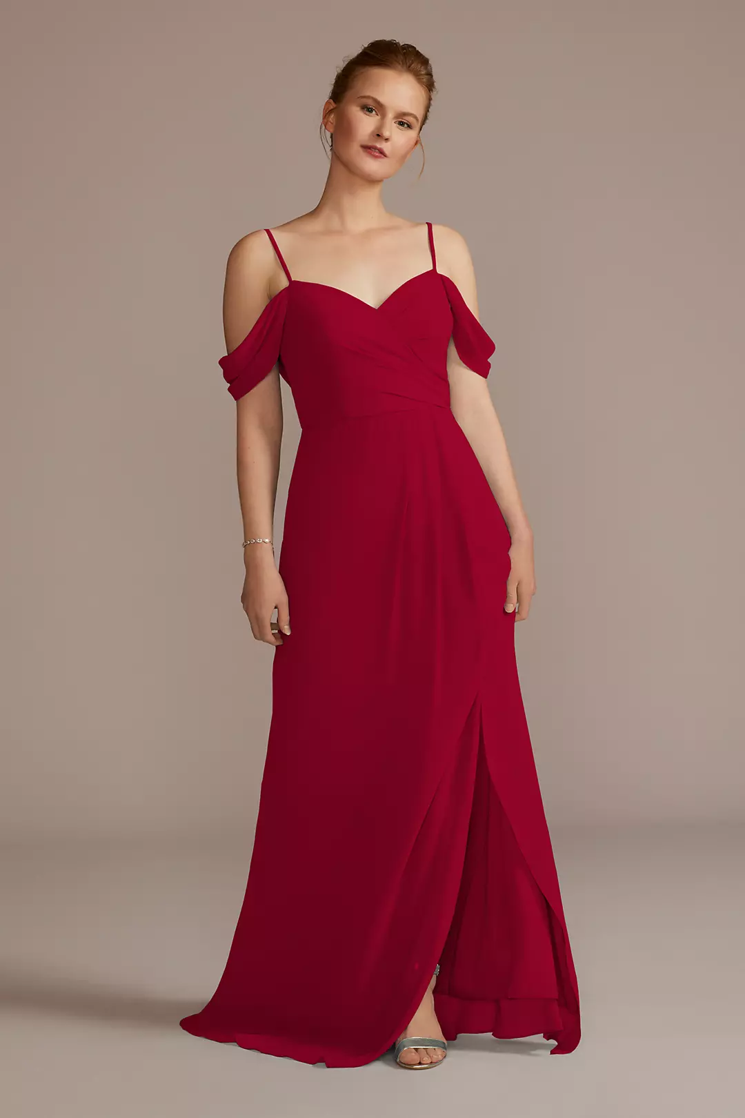 Chiffon Off-the-Shoulder Dress - Image 41