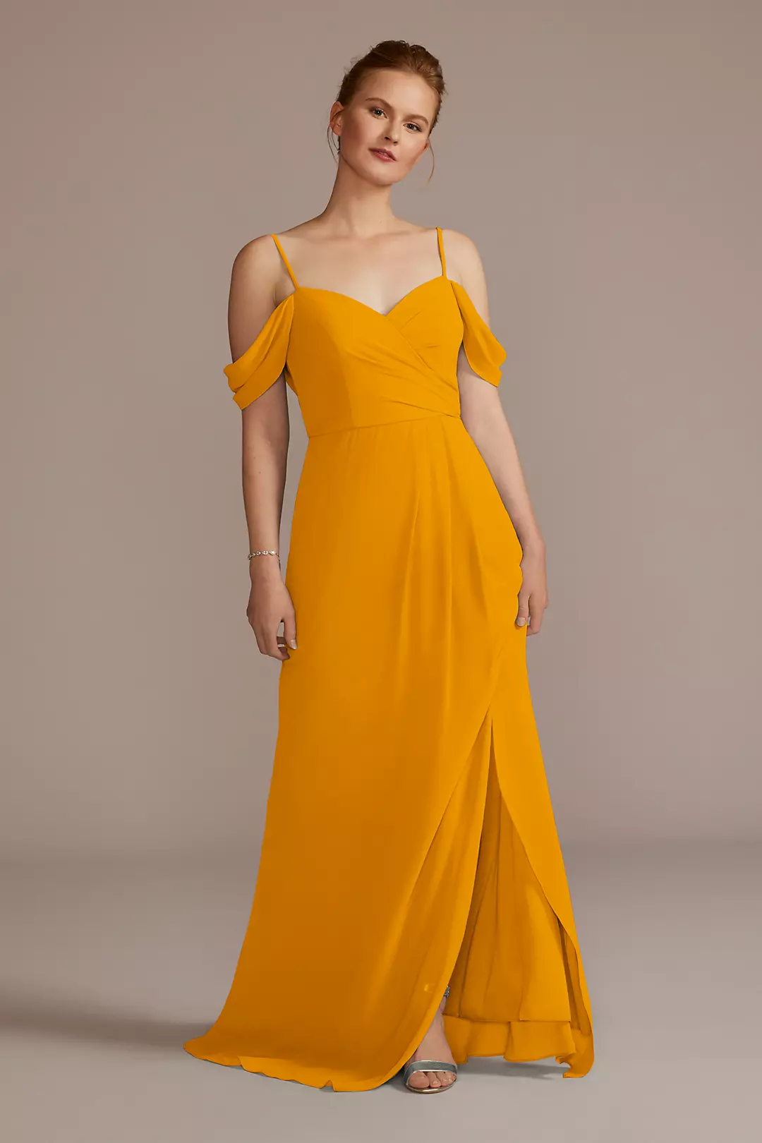 Chiffon Off-the-Shoulder Dress - Image 43