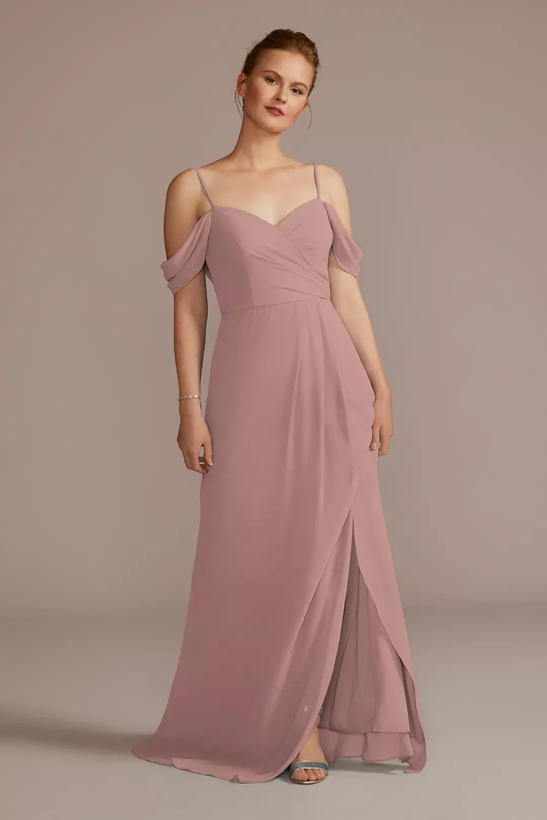 Chiffon Off-the-Shoulder Dress - Image 45